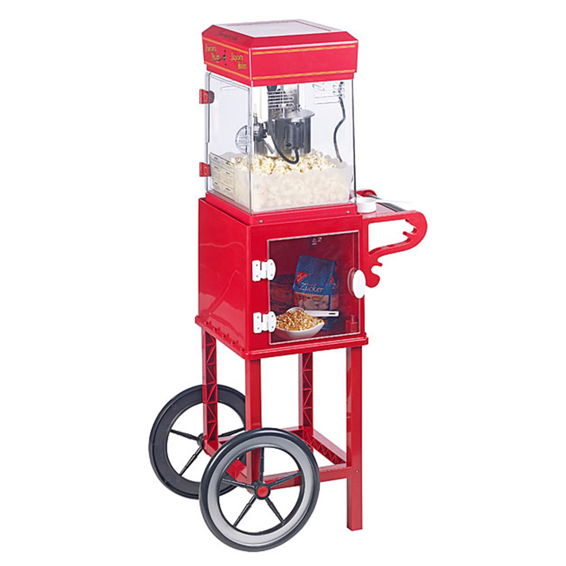 Popcornmaschine zum Popcorn selber machen, XXL Popcornwagen für zuhause, Amerikanischer Premium Popcornmaker, Profi Popcornmaschine im Retro-Design