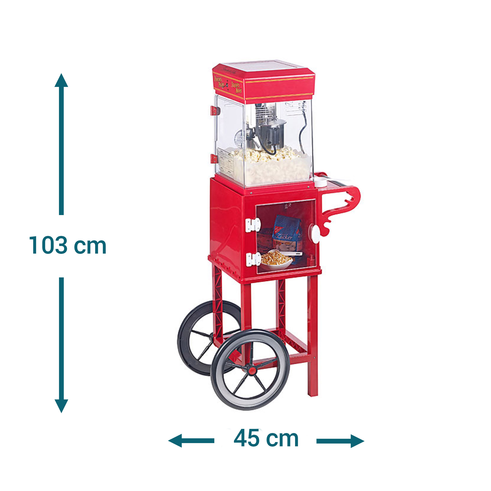 Premium Popcornmaschine mit Rädern - XXL Popcornmaker 8