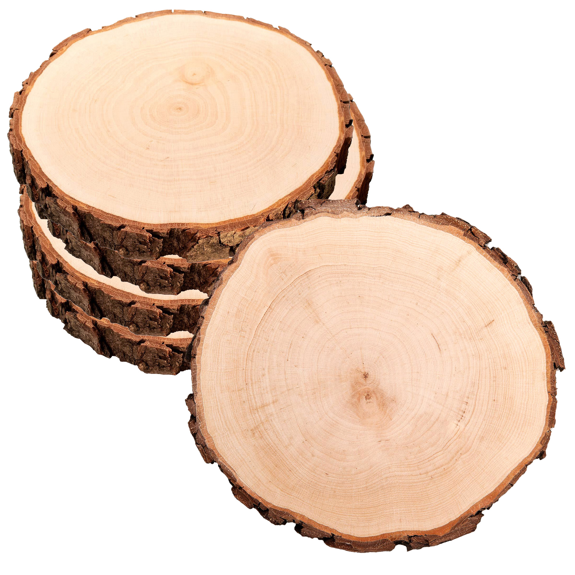 Holz Rundscheibe zum Verzieren, Holzscheibe im 5er Set als Untersetzer oder Tablett, Runde Natur Astscheiben als Holzdeko, DIY Holz Dekoscheiben