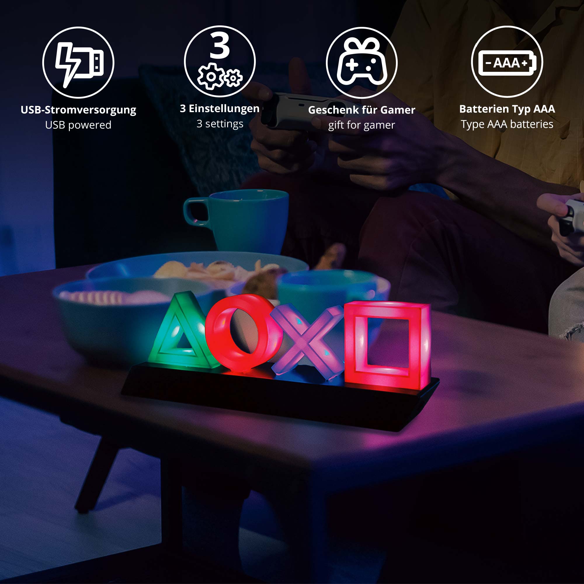 Deko PlayStation Gaming Lampe - Playstation Icons Light