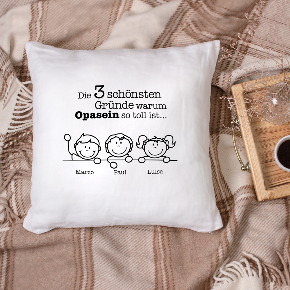 Bedrucktes Kissen - Gute Gründe fürs Opasein - Personalisiert Bedrucktes Kissen - Gute Gründe fürs Opasein - Personalisiert