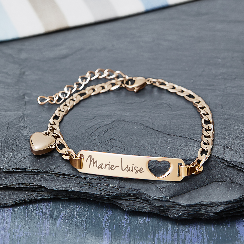 Armband mit Gravur - Name - Herz - Gold Armband mit Gravur - Name - Herz - Gold