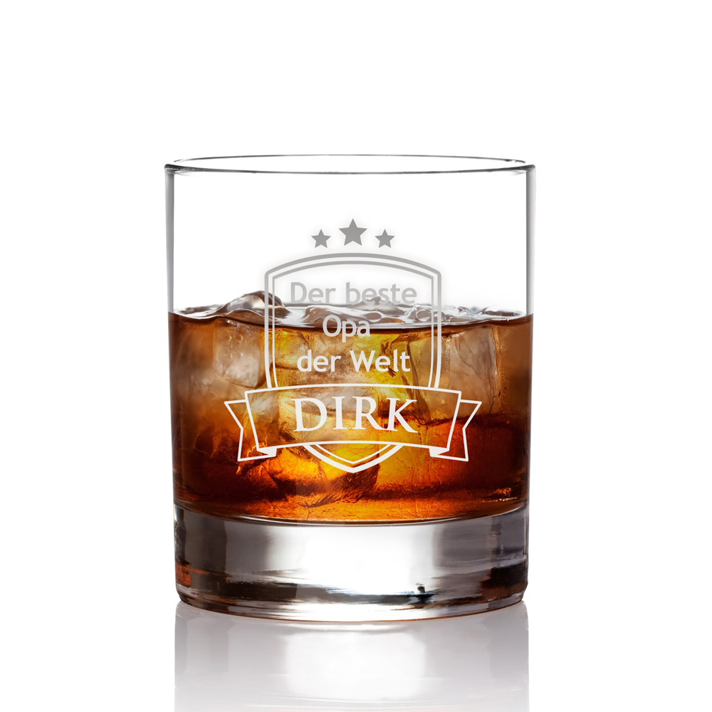 Whiskyglas mit Gravur für Opa - Wappen - personalisiert Whiskyglas mit Gravur für Opa - Wappen - personalisiert
