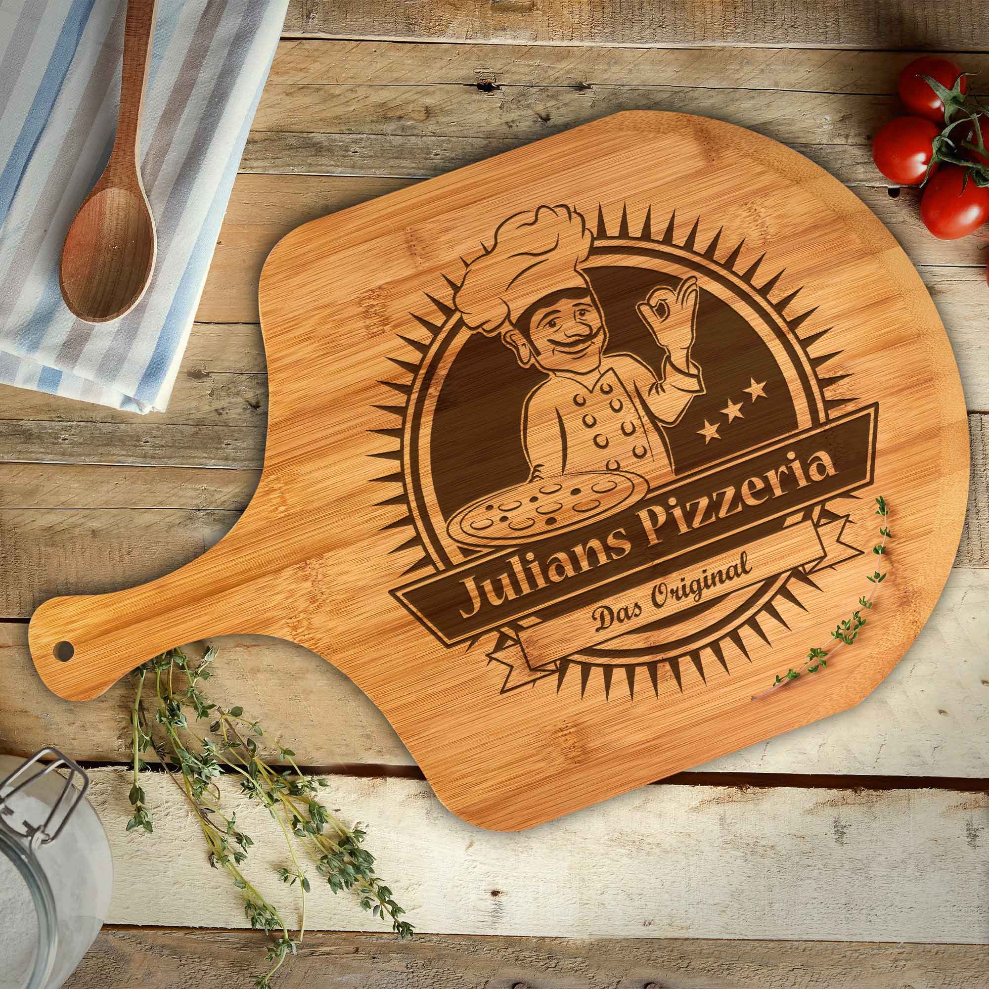 Premium Pizzabrett mit Gravur - Koch Premium Pizzabrett mit Gravur - Koch