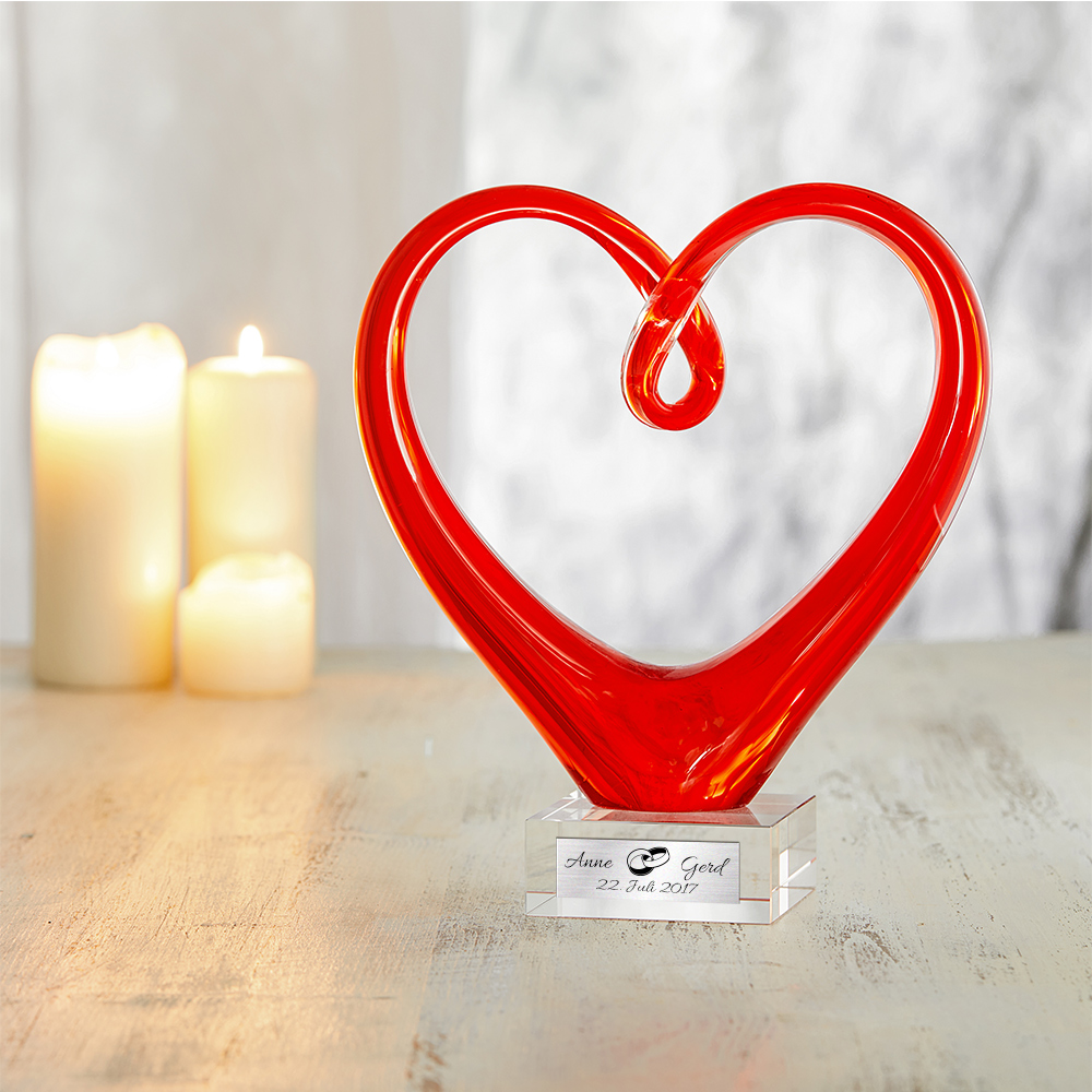 Glasherz mit Gravur zur Hochzeit Glasherz mit Gravur zur Hochzeit
