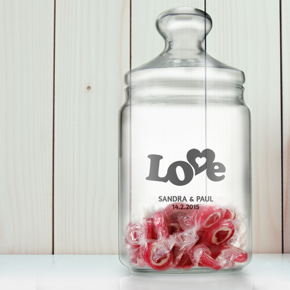 Bonbonglas mit Gravur - Love - personalisiert