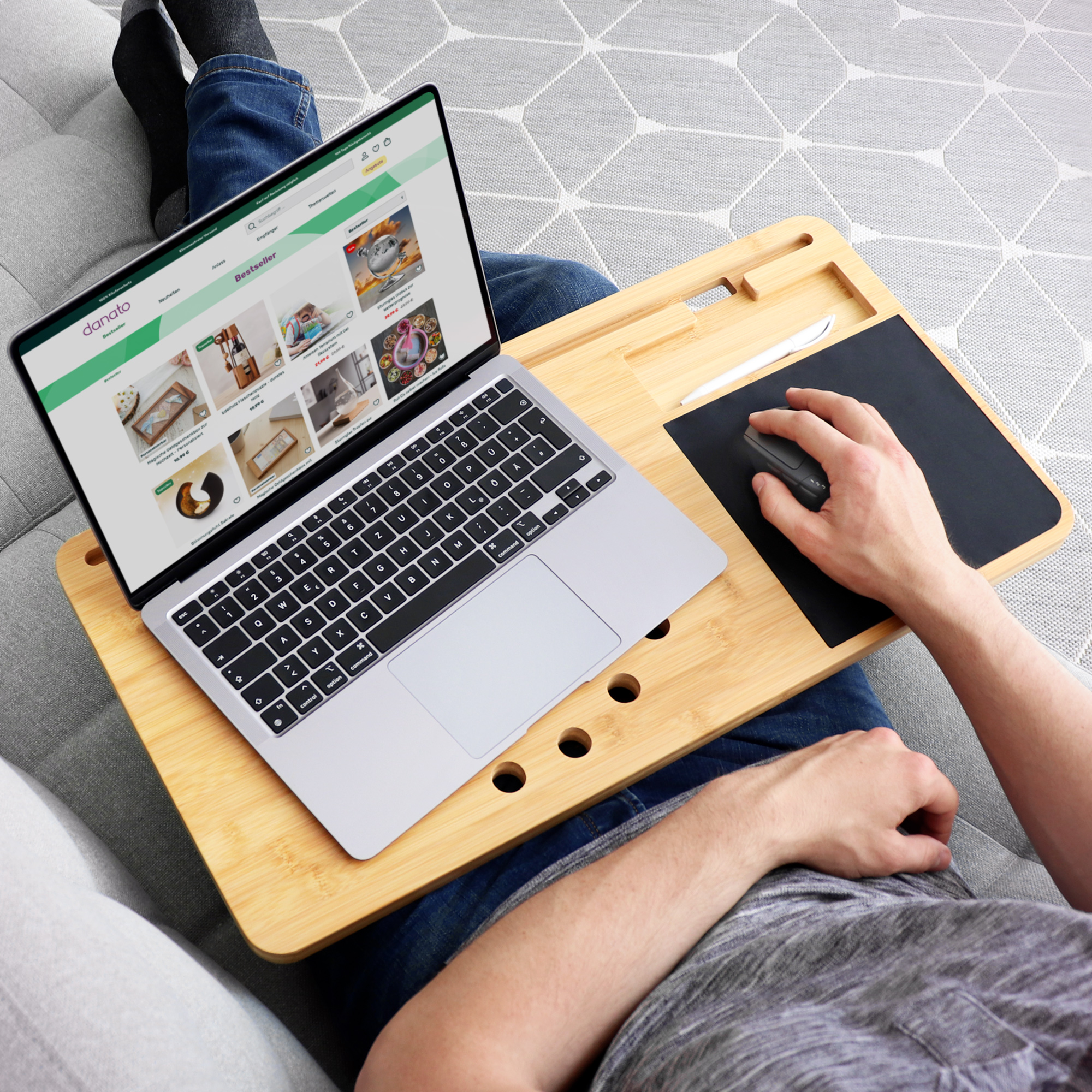 2in1 Laptoptisch mit Tablethalter und Mauspad