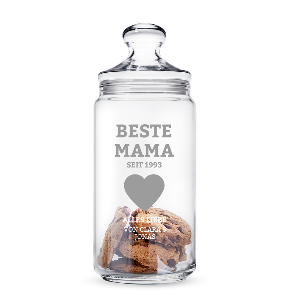 Keksglas mit Gravur für die Beste Mama - personalisiert