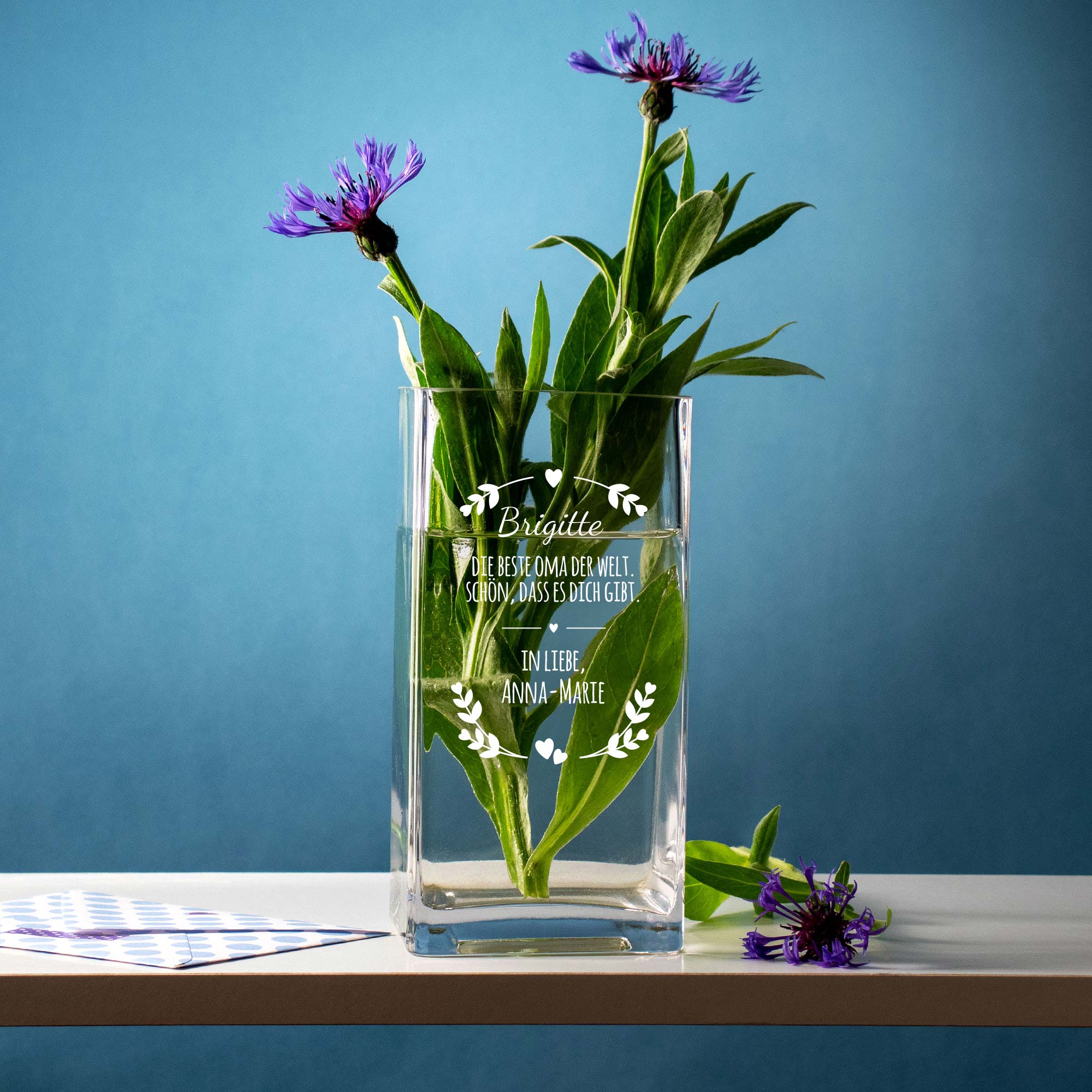 Blumenvase aus Glas für Oma - Personalisiert 7