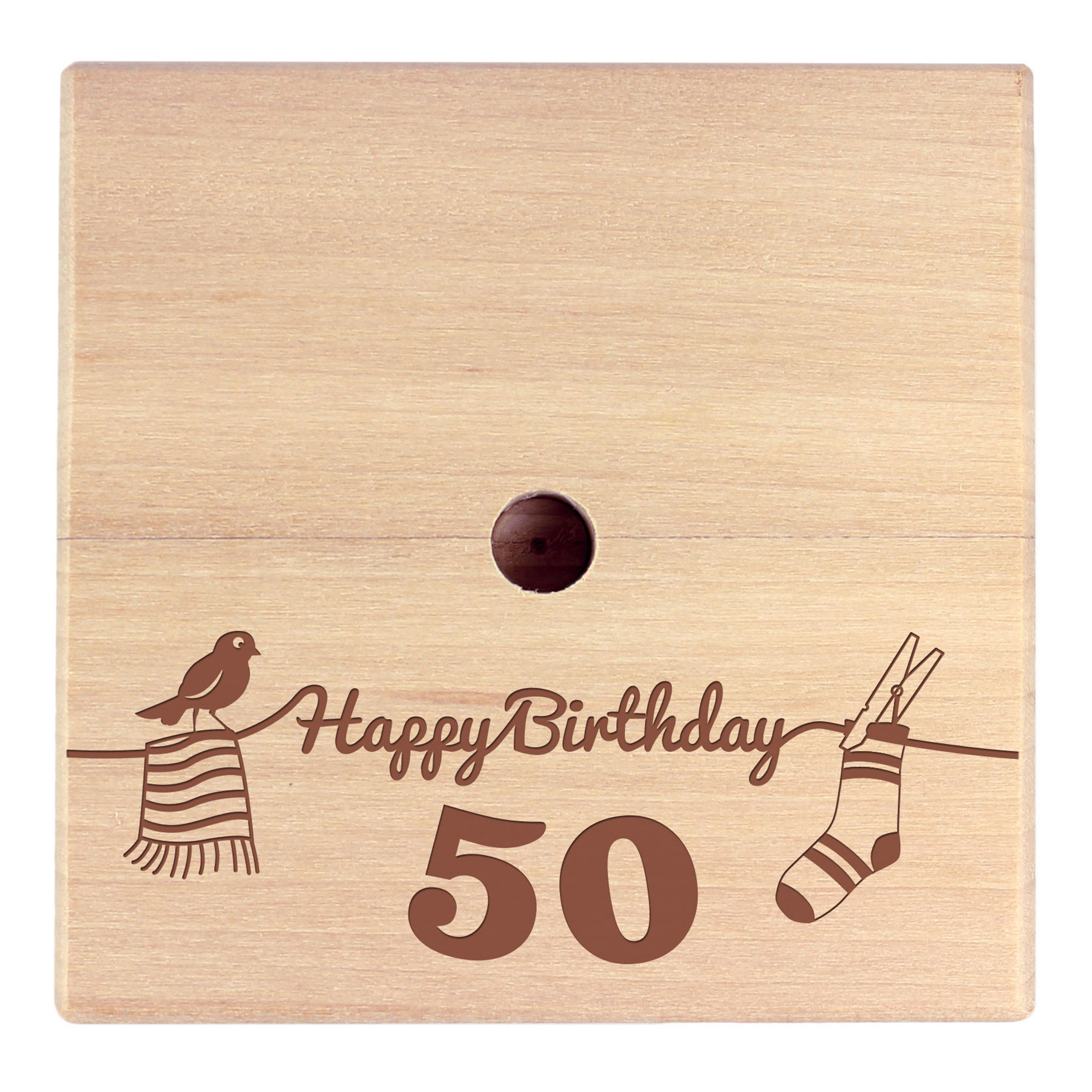 Gravierte Wäschespinne zum 50. Geburtstag, Geld Wäscheleine als Geldgeschenk verpacken, Wäsche Spinne zum selbst Gestalten - mit 8 Miniklammern
