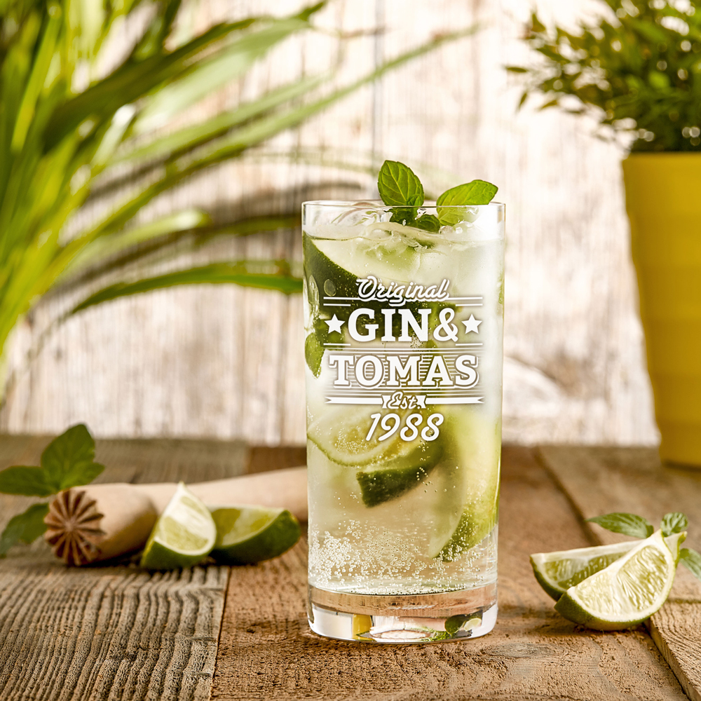 Ginglas mit Gravur - Gin und - Londrinkglas Ginglas mit Gravur - Gin und - Londrinkglas