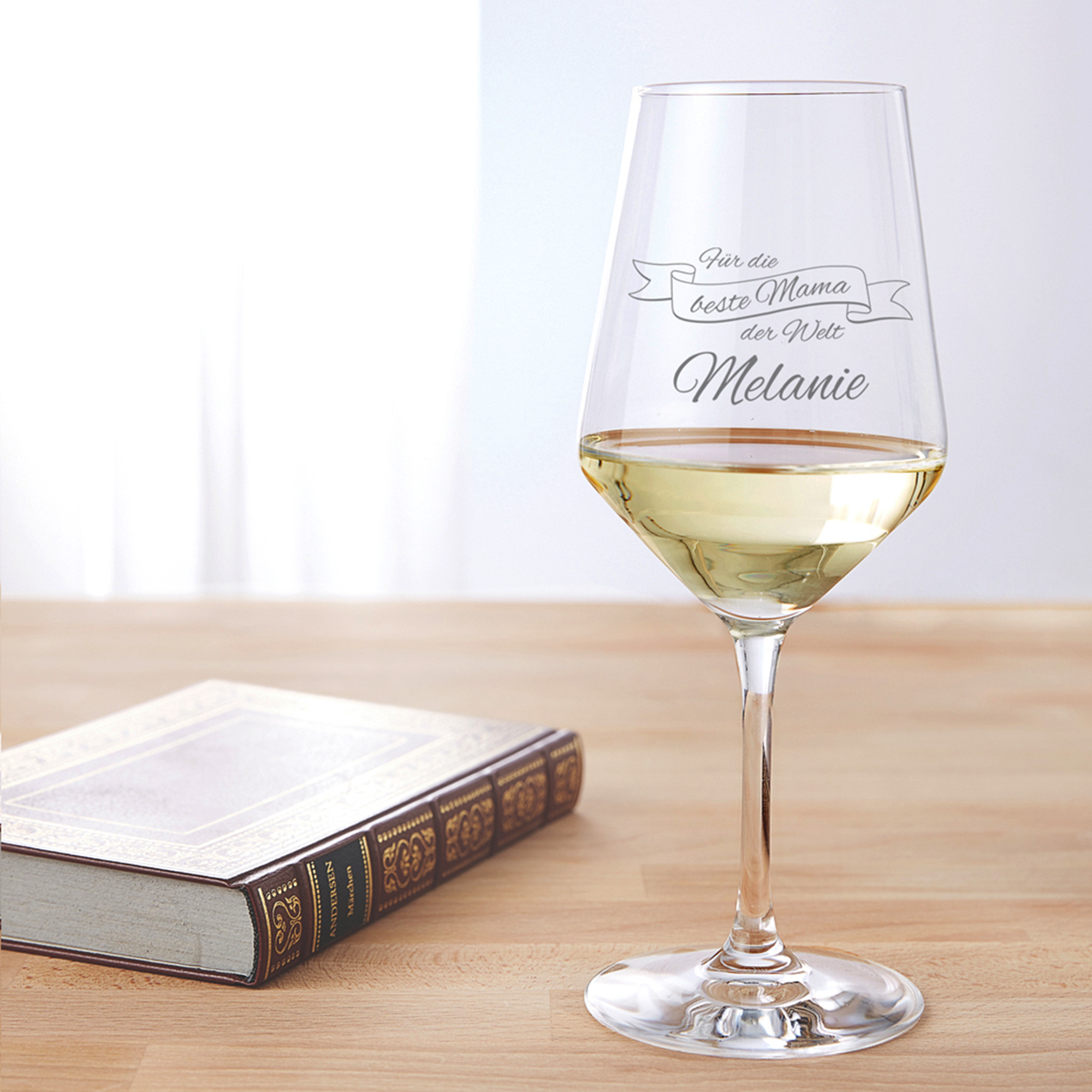 Weißweinglas mit Gravur - Beste Mama - personalisiert 2