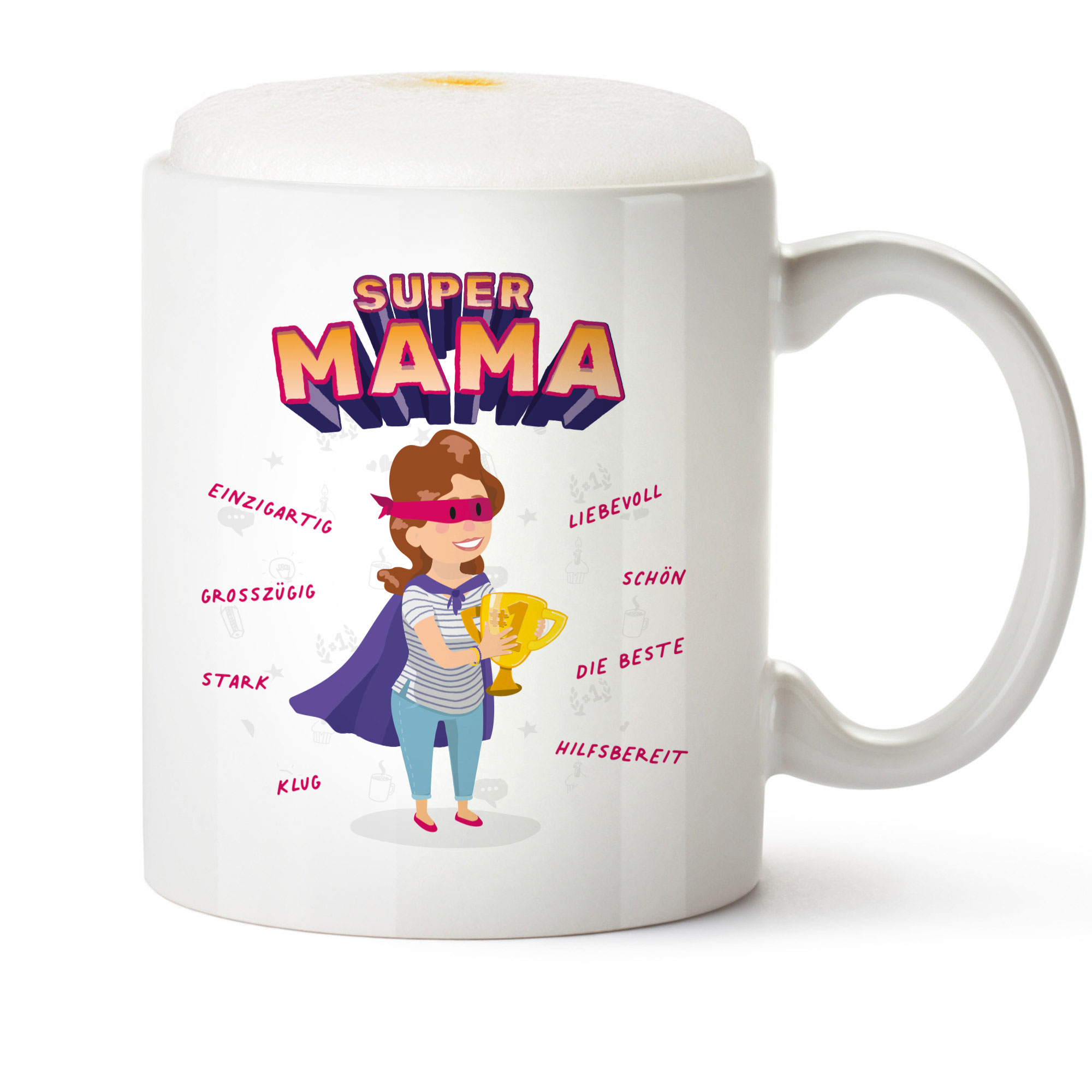 Tasse - Weiß - Super Mama - Standard