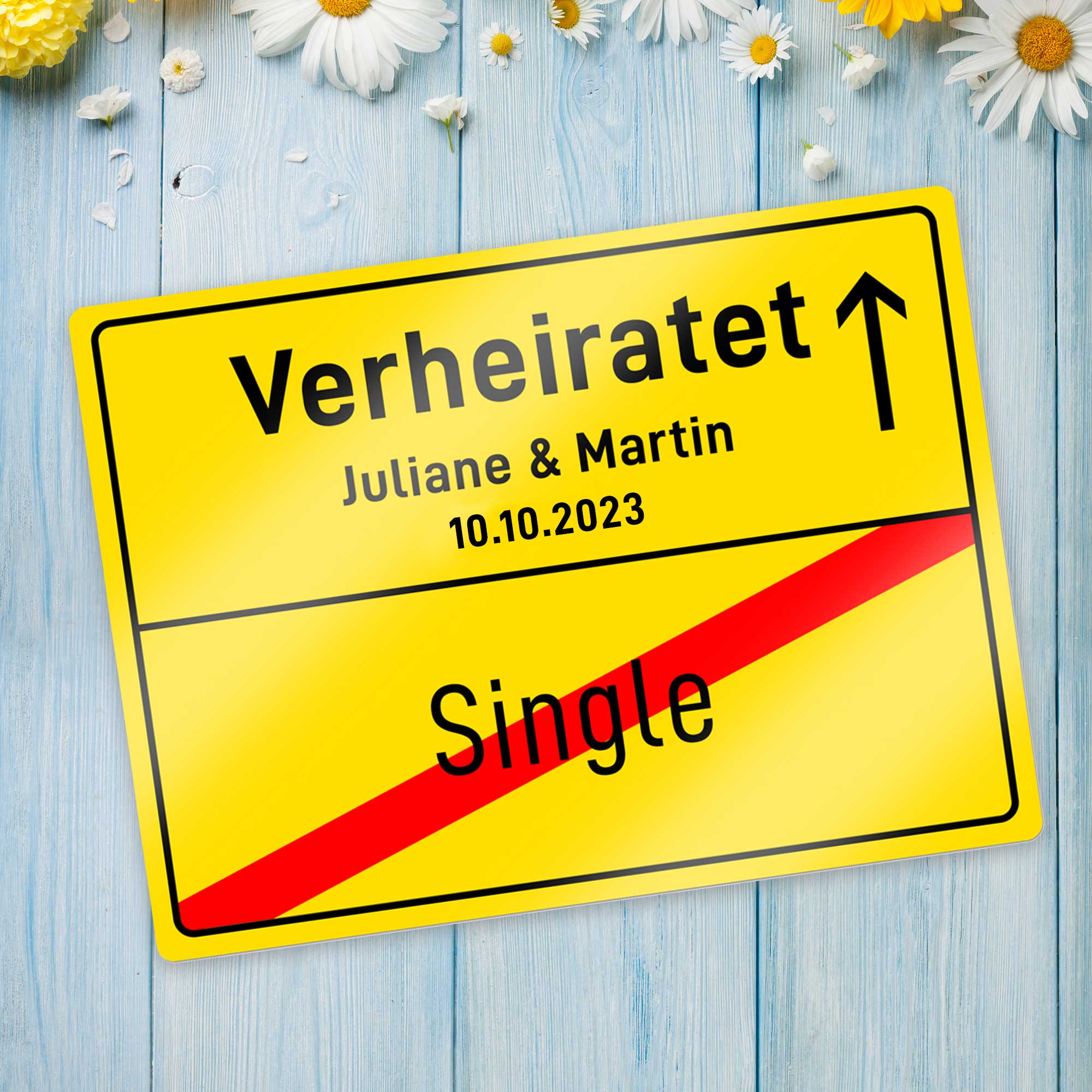 Straßenschild mit Namen als Hochzeitsgeschenk