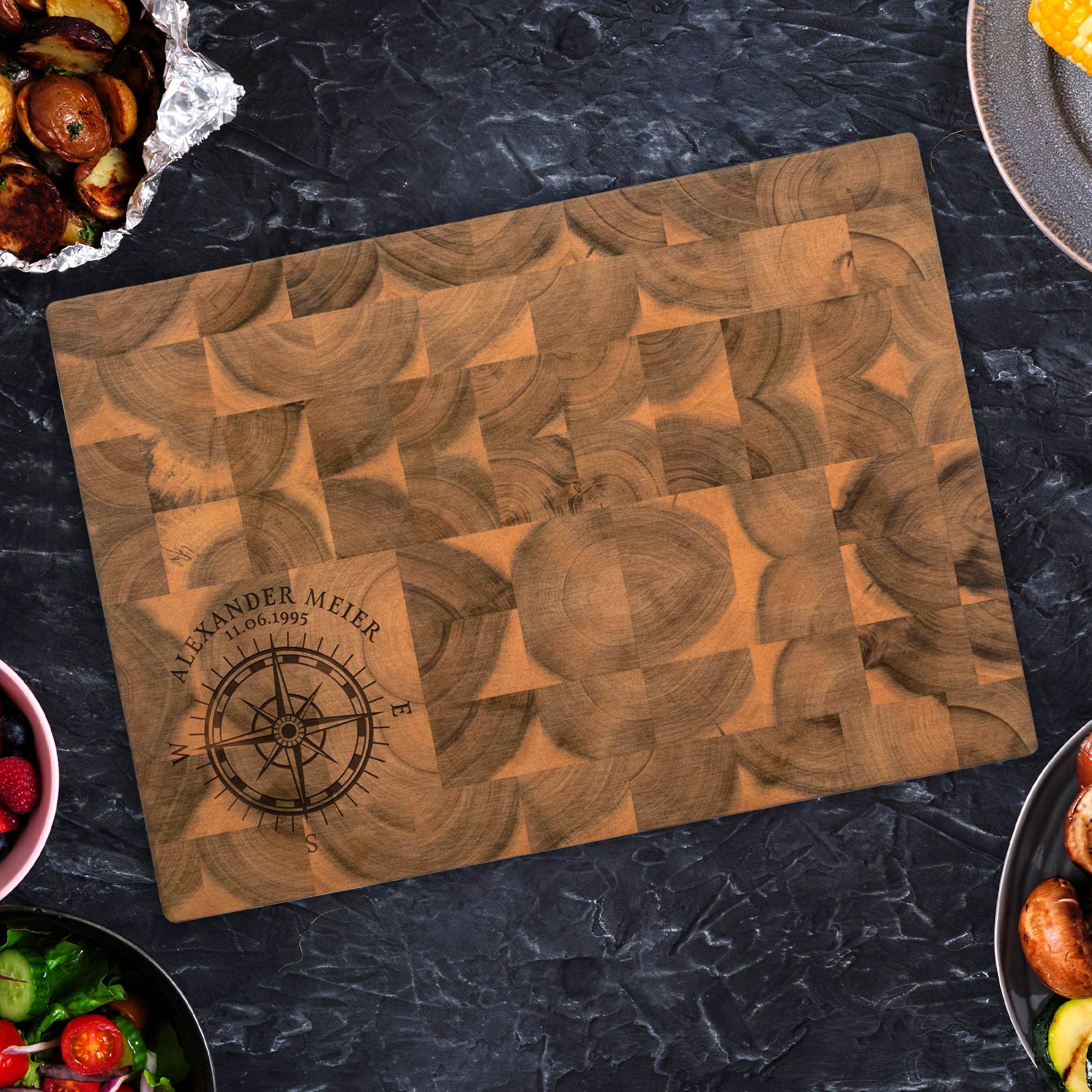 Premium Stirnholz Schneideblock Akazie - Kompass