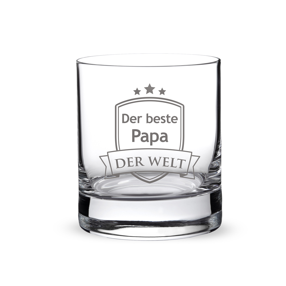 Whiskyglas mit Gravur für Papa - Wappen - personalisiert