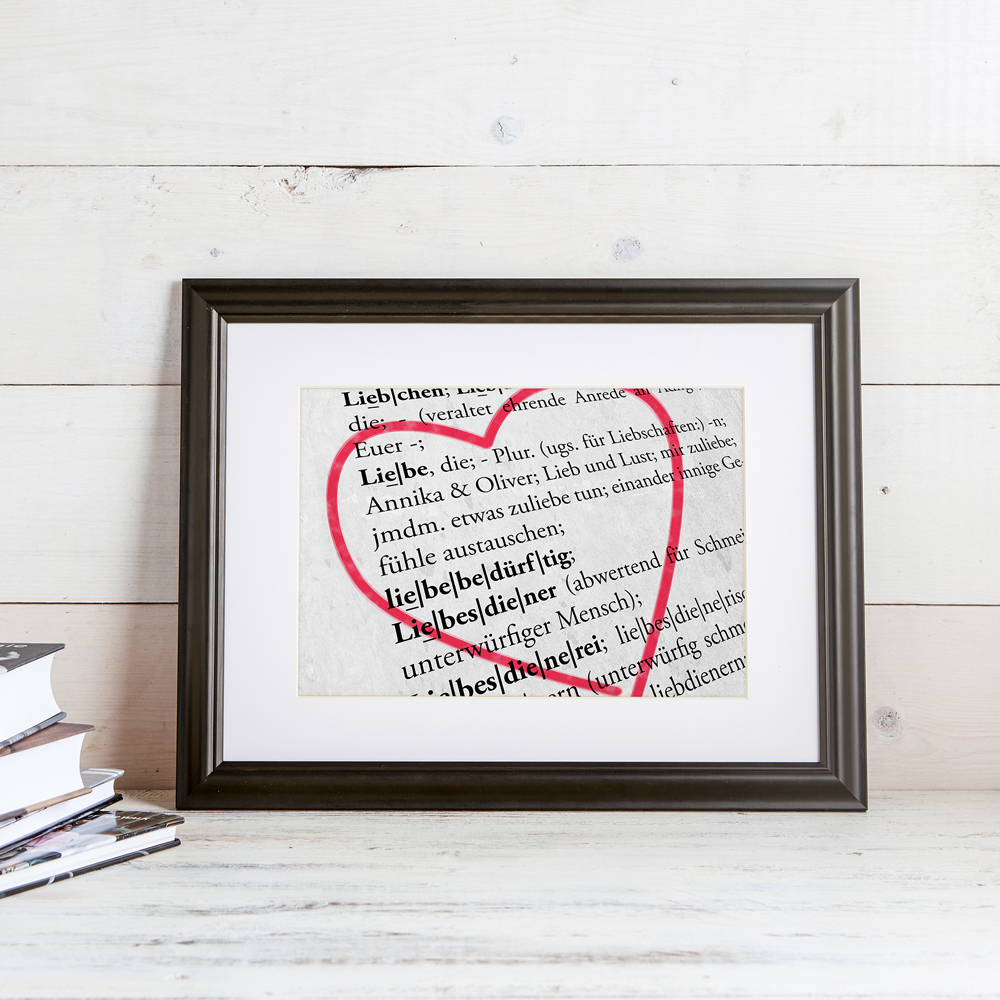 Bild im Holzrahmen - Definition Liebe - Personalisiert mit Namen