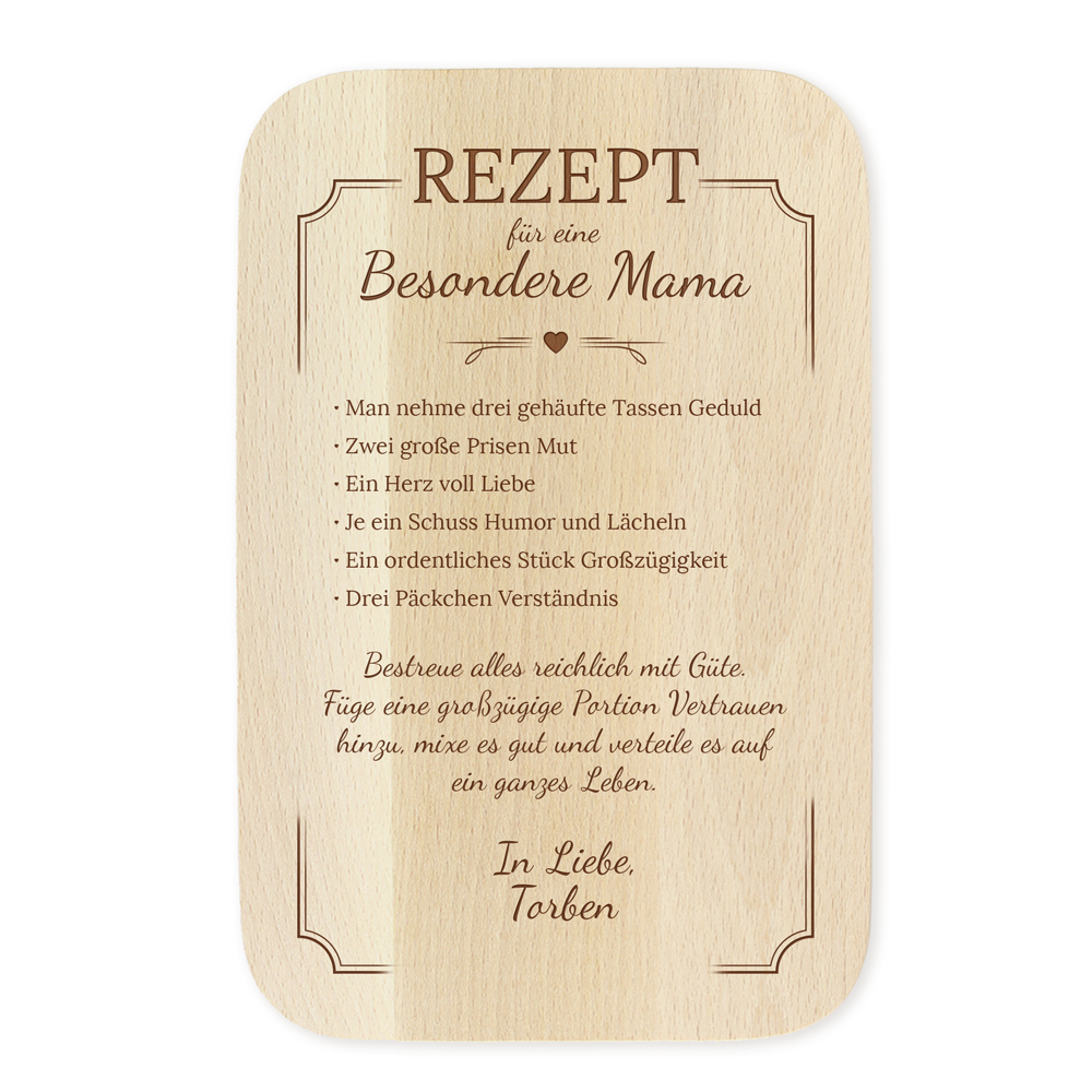 Frühstücksbrett - Rezept Mama - Personalisiert Frühstücksbrett - Rezept Mama - Personalisiert