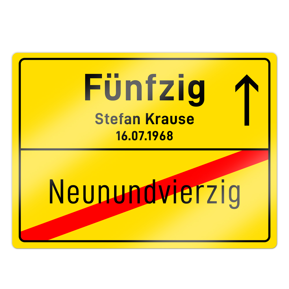 Ortsschild zum 50. Geburtstag - Personalisiert