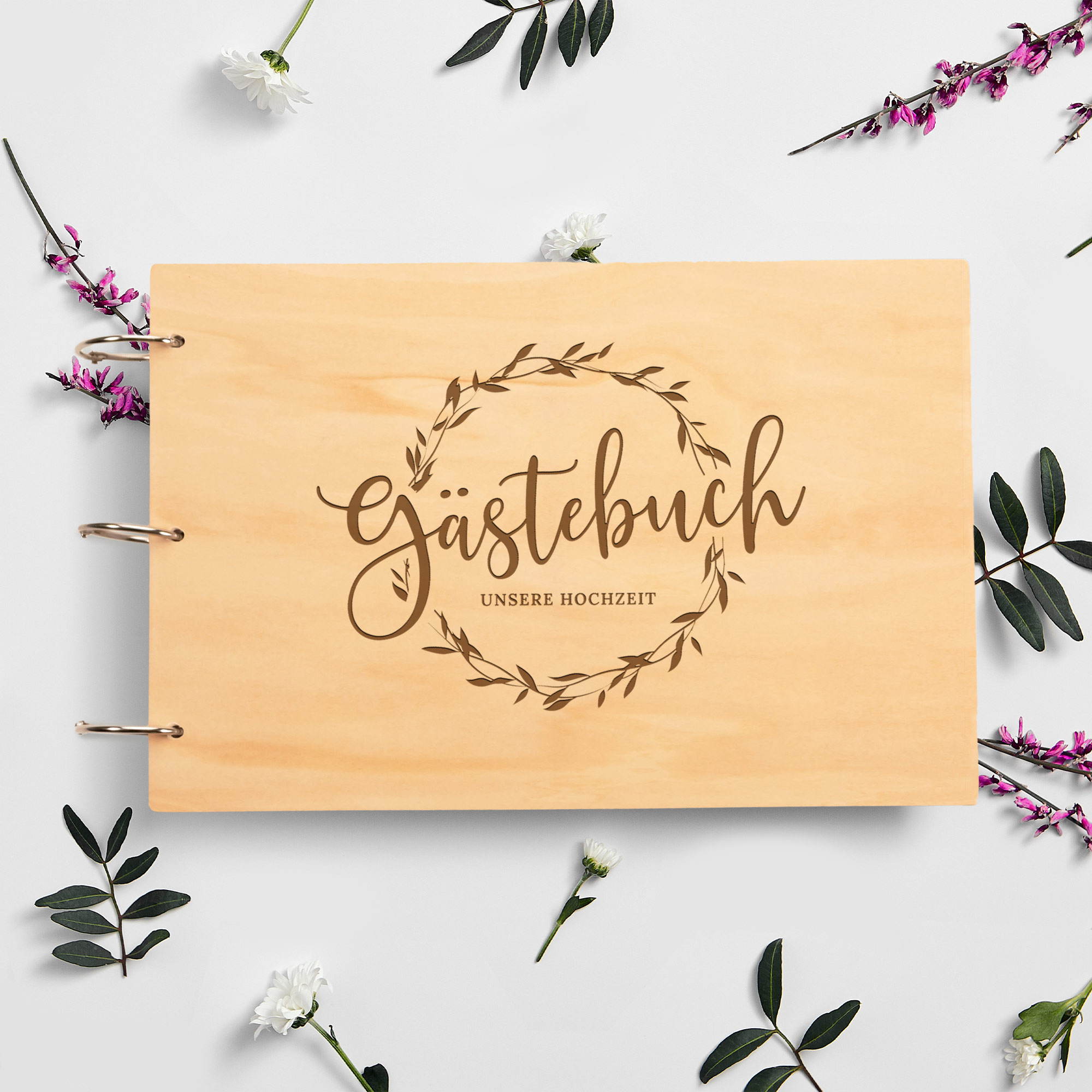 Gästebuch - Fotobuch Holzcover - Unsere Hochzeit - Standard