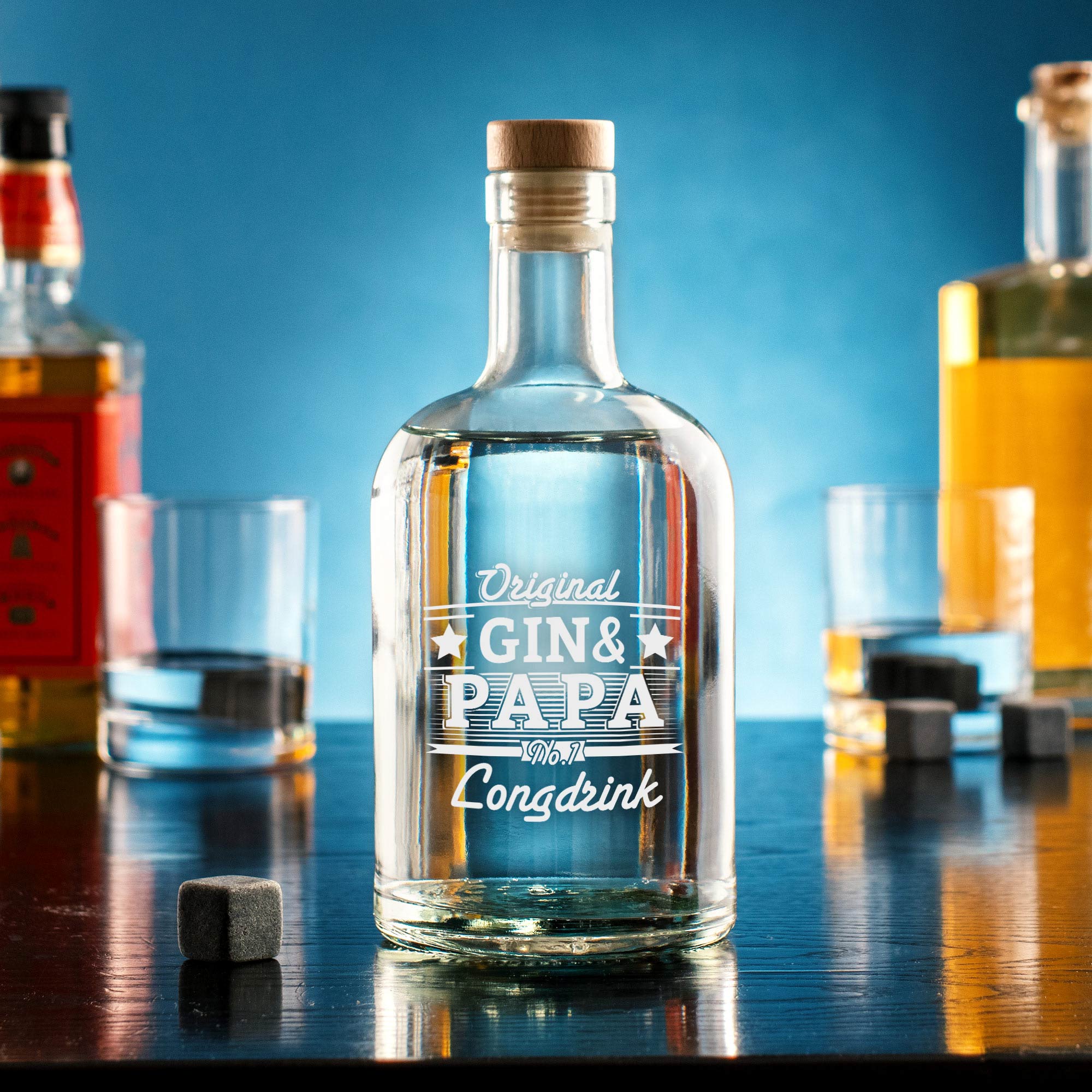 Gin Glaskaraffe für Väter - Gin & Papa 2