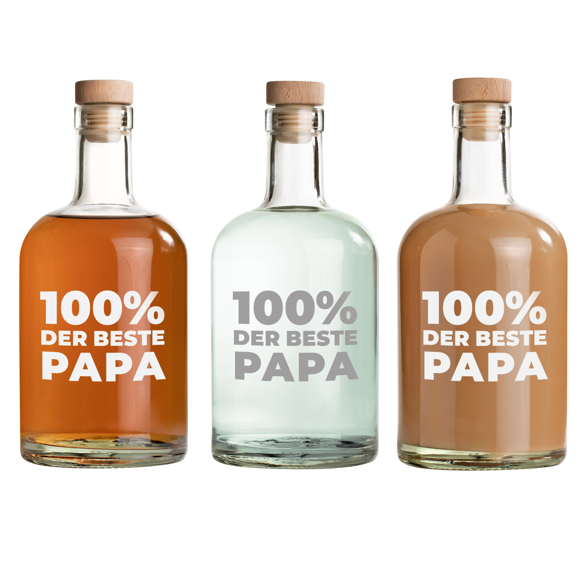 Glaskaraffe als Vatertagsgeschenk, Wasserflasche mit Gravur für Papa, Gravierte Gin Flasche zum Befüllen, Deko Flasche mit Korken