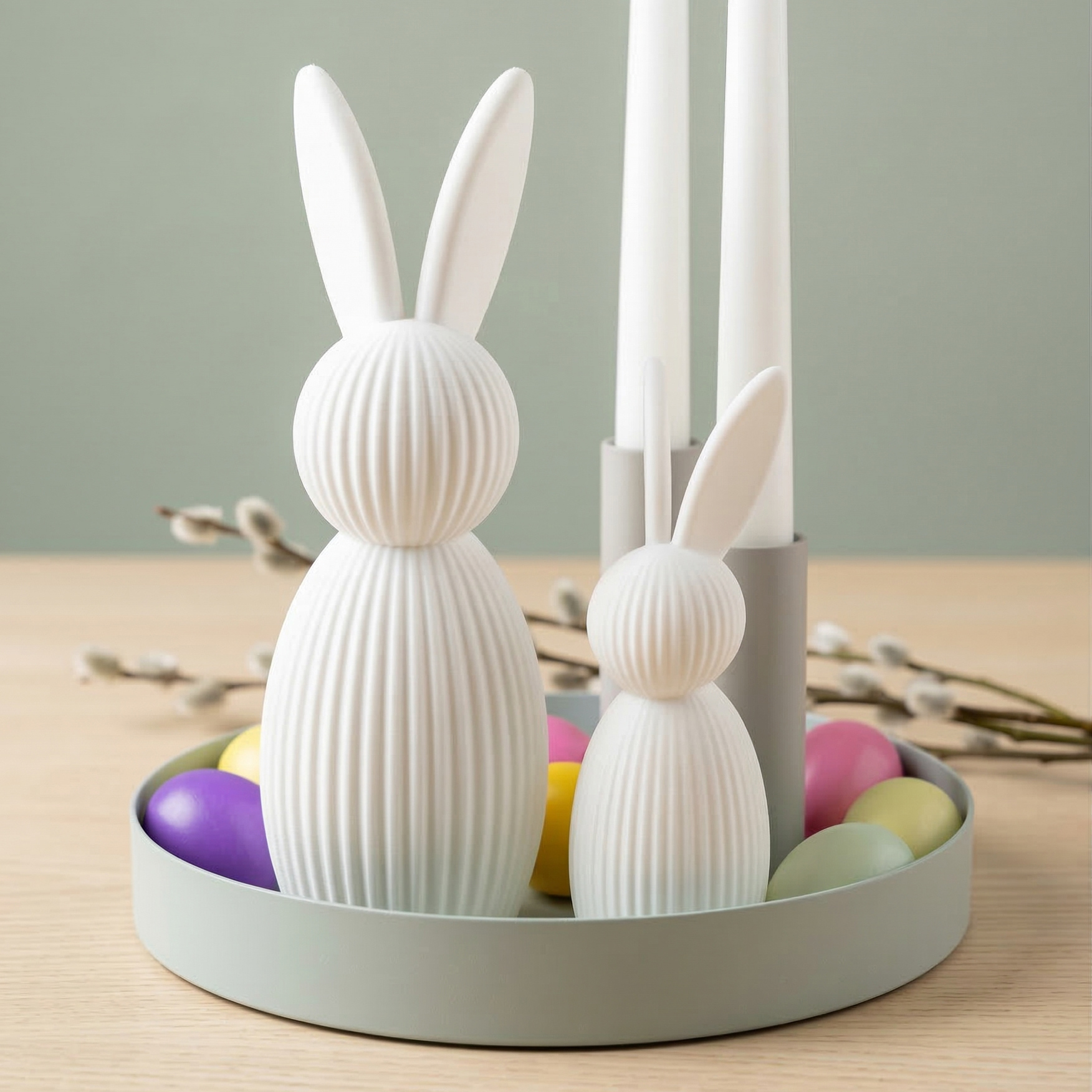 Deko Hasen Set „Scandi Bunny“ – 2 stilvolle Dekofiguren in Weiß