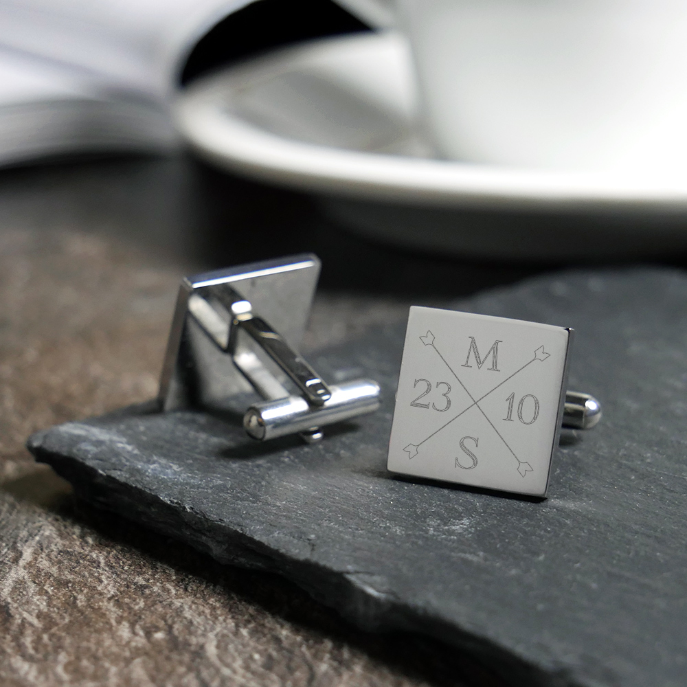 Manschettenknöpfe mit Gravur zur Hochzeit - Monogramm Manschettenknöpfe mit Gravur zur Hochzeit - Monogramm