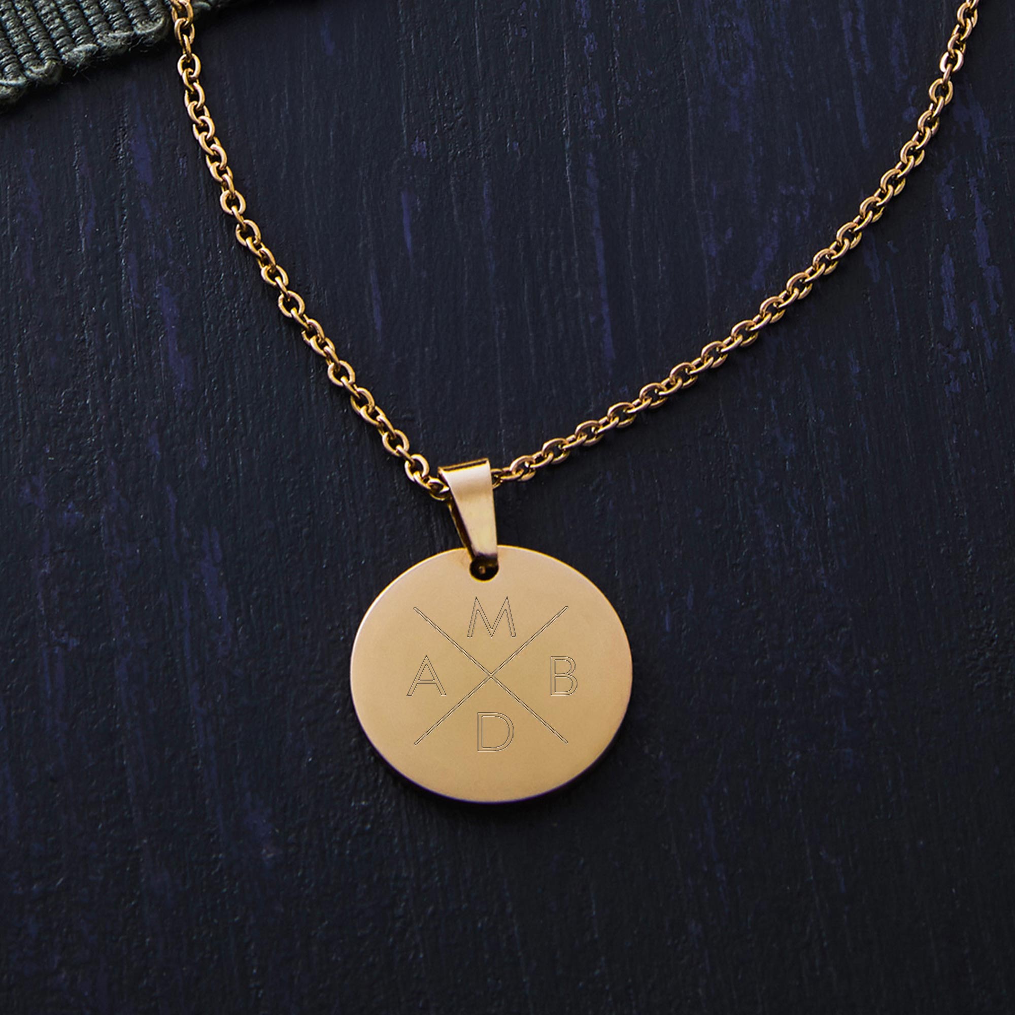 Kette Kreis M - Gold - 4 Initialen - Personalisiert