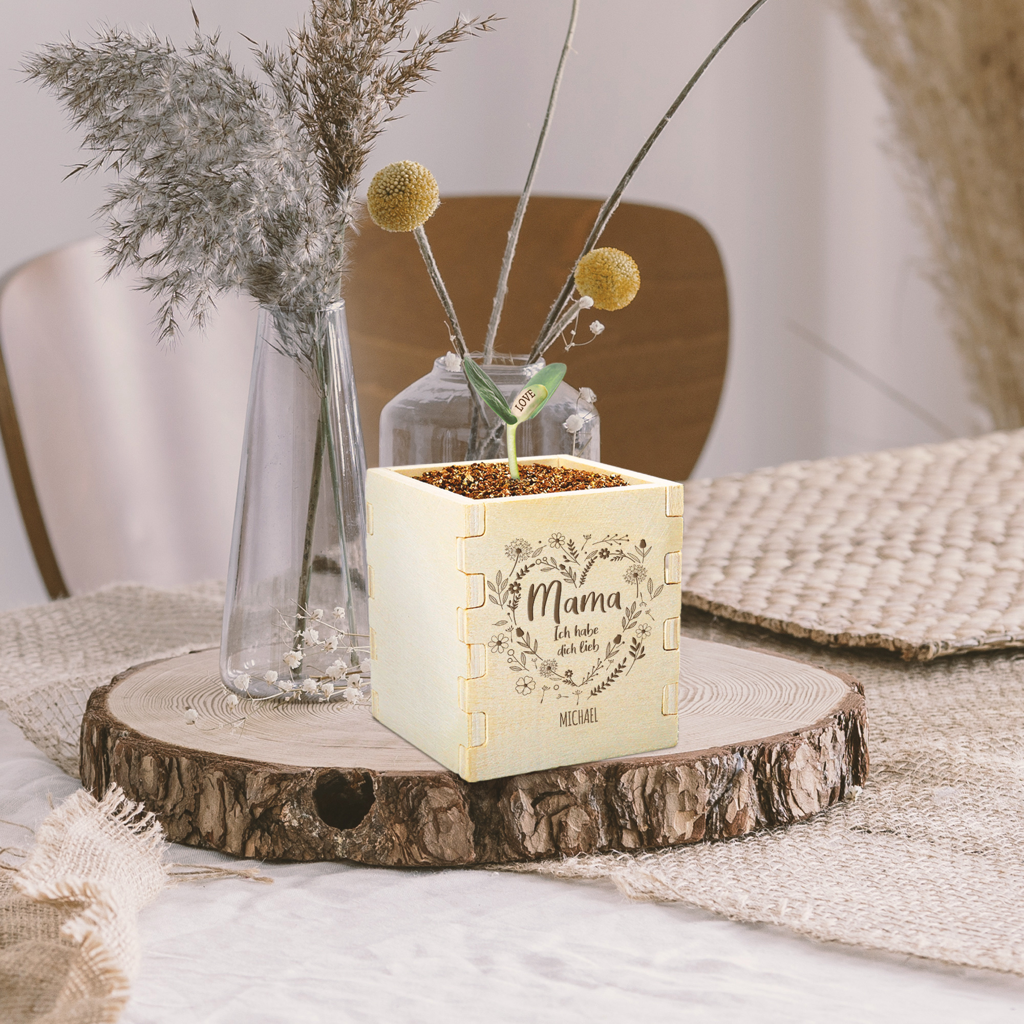 Zauberbohne für Mama mit Blumenherz Gravur Zauberbohne für Mama mit Blumenherz Gravur 5