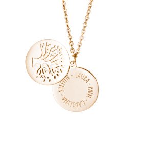 Kette mit Anhänger Lebensbaum - Kreis aus Namen - Gold Kette mit Anhänger Lebensbaum - Kreis aus Namen - Gold