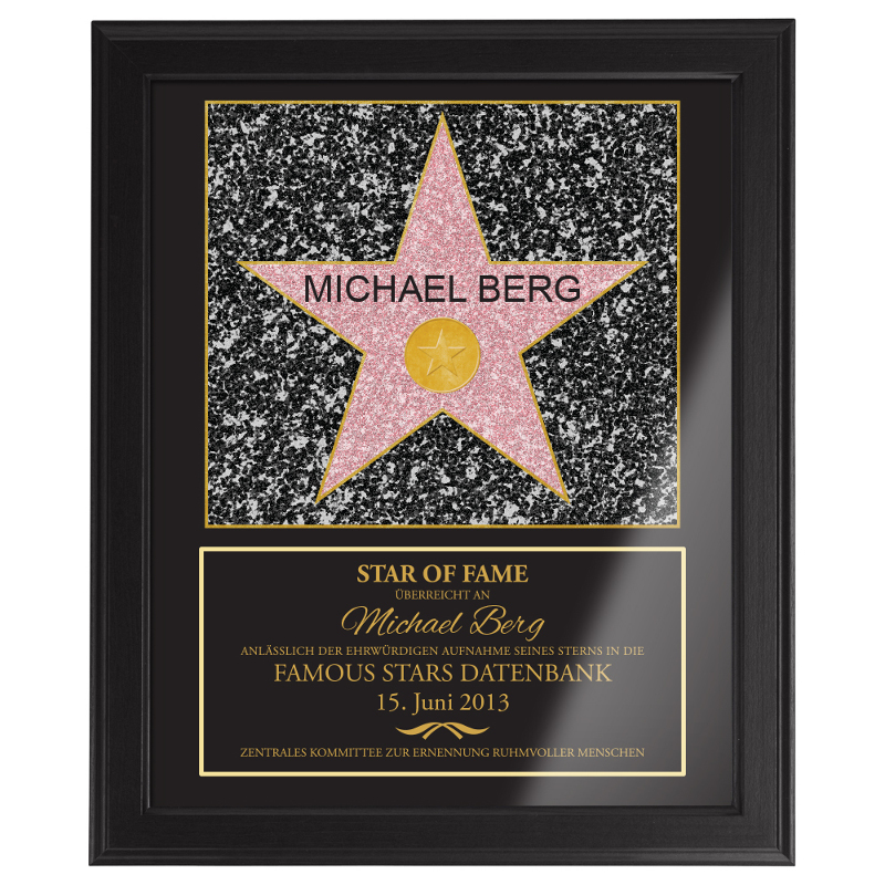 Bild mit Rahmen - Star of Fame - Personalisiert mit Namen