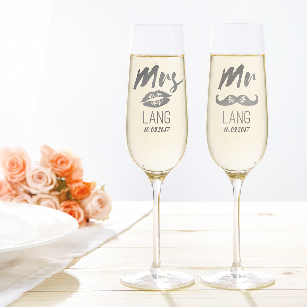 2er Set Sektgläser - Mr & Mrs - originelle Hochzeitsgläser 2er Set Sektgläser - Mr & Mrs - originelle Hochzeitsgläser