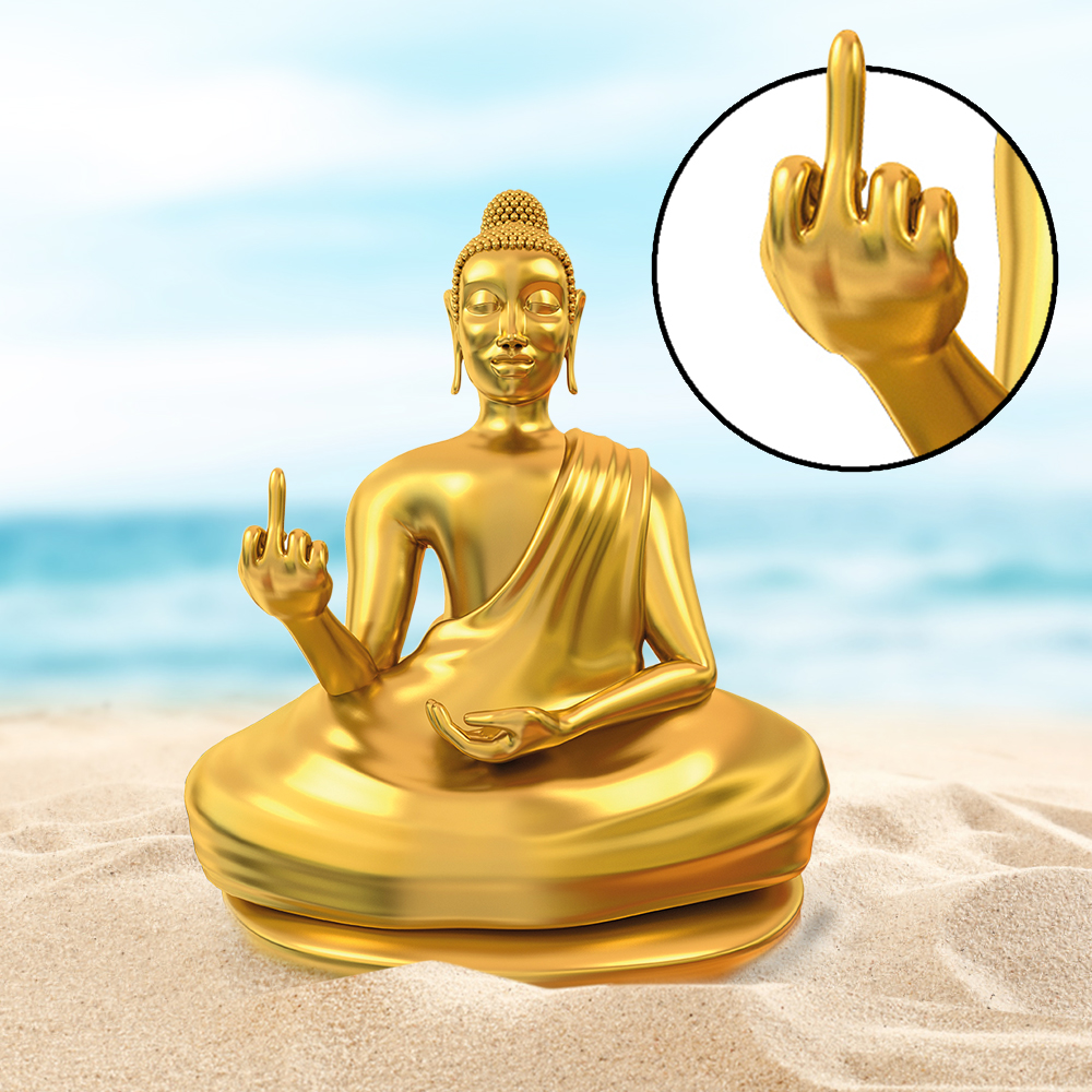 Goldener Mittelfinger Buddha