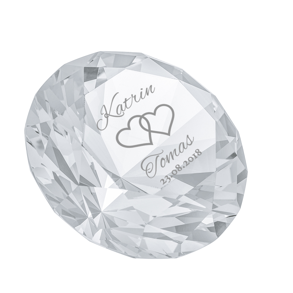 Diamant Kristall mit Gravur zur Hochzeit
