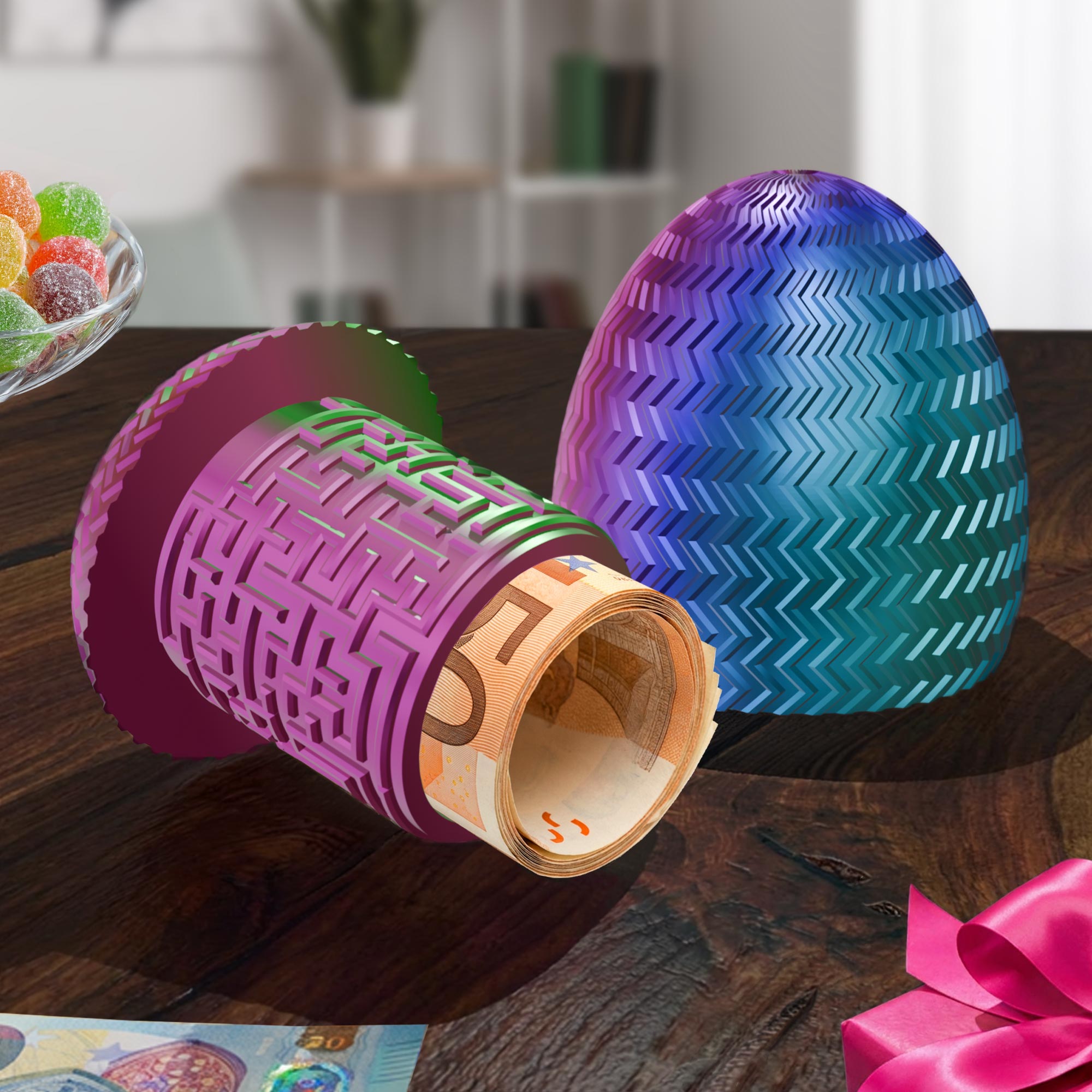 Labyrinthbox Ei Farbverlauf – Geschenkverpackung für Geld, Gutscheine & kleine Überraschungen