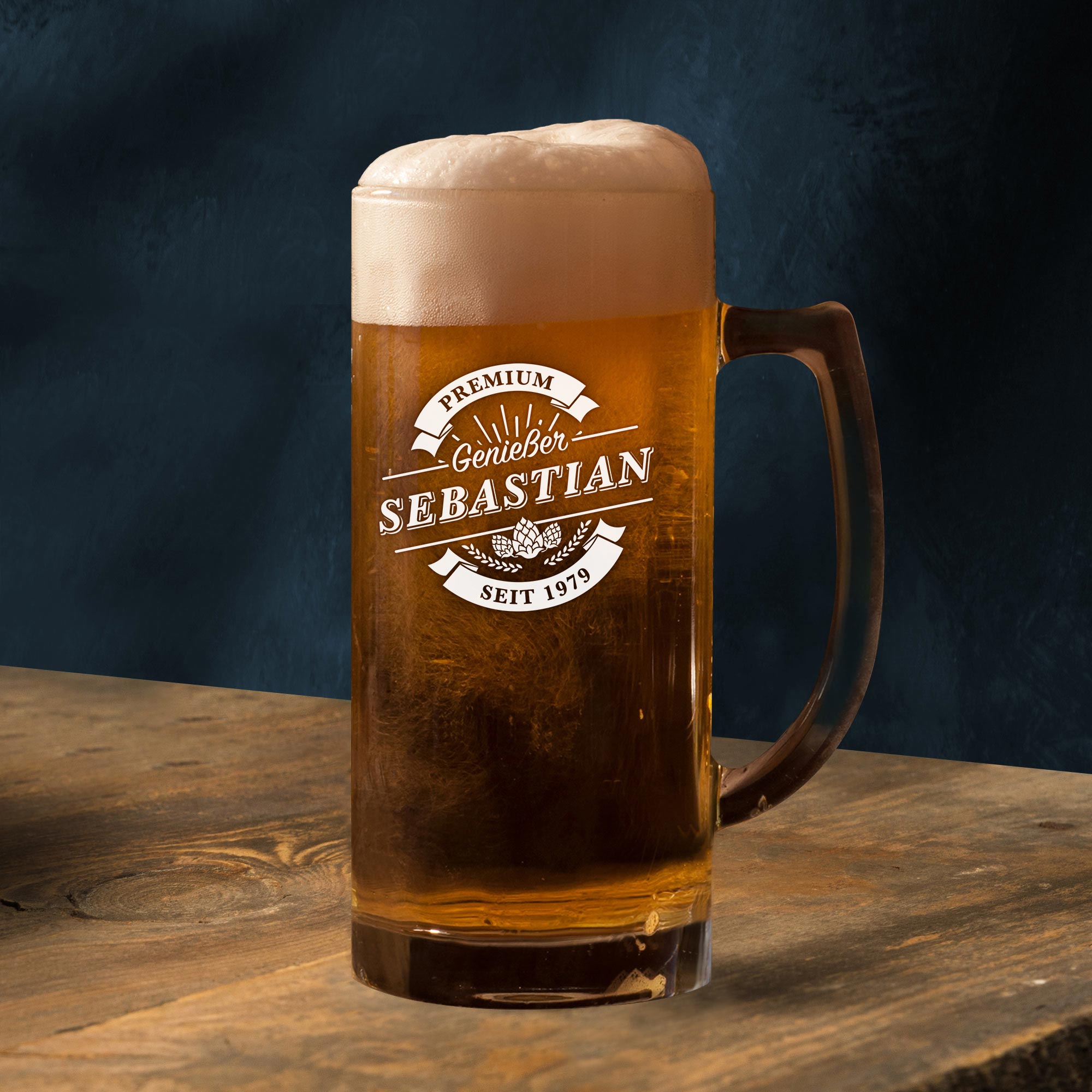 Bierkrug mit Gravur - Premium Genießer