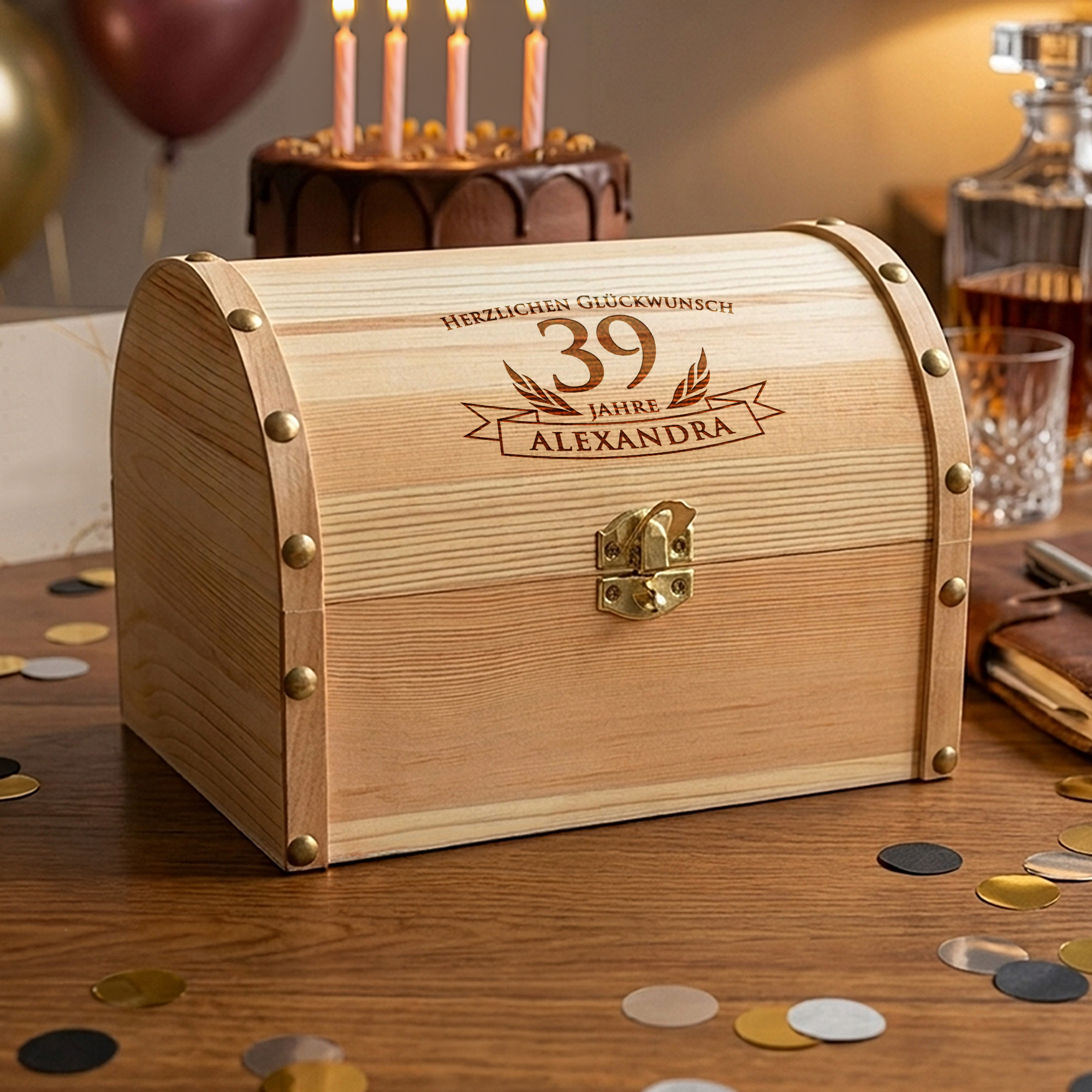 Schatzkiste mit Gravur zum Geburtstag - Groß Schatzkiste mit Gravur zum Geburtstag - Groß