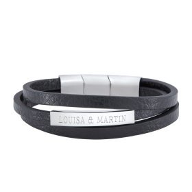 Herrenarmband mit Gravur - Lederarmband mit 2 Namen Herrenarmband mit Gravur - Lederarmband mit 2 Namen