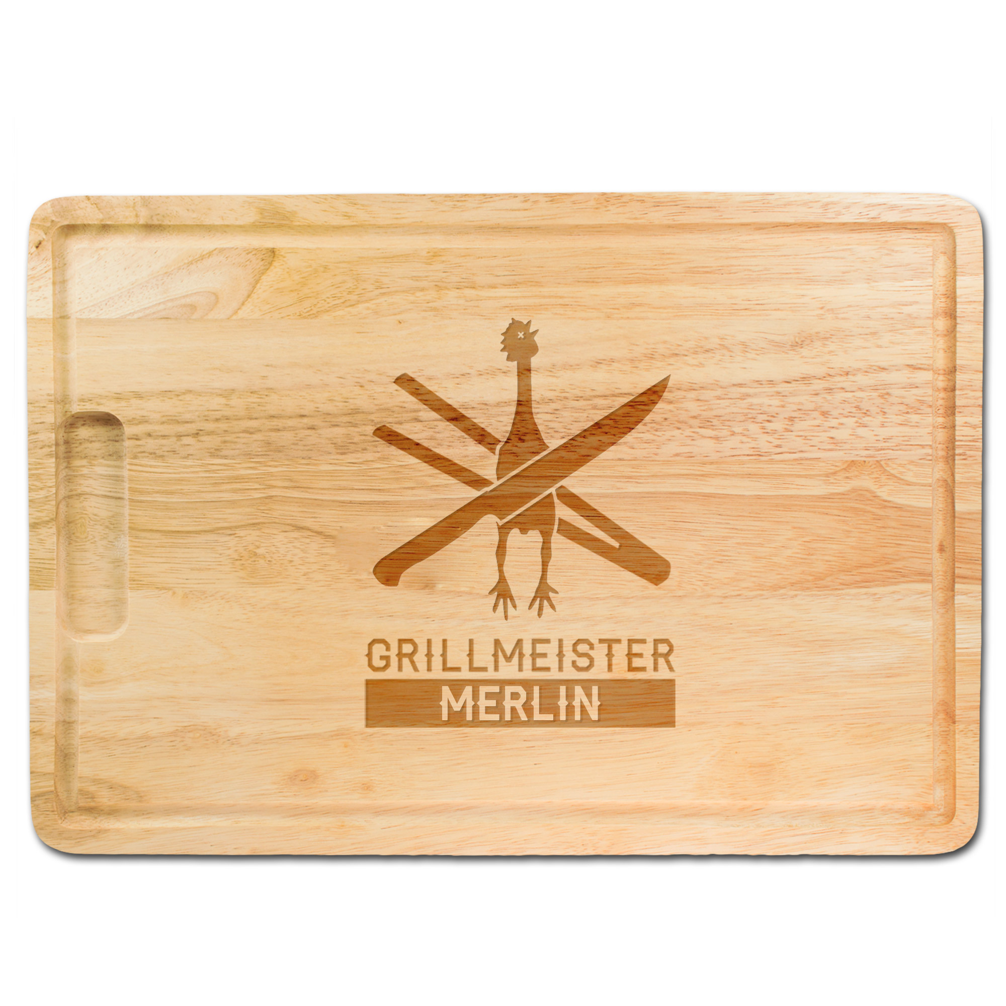 BBQ Set - Grillbesteck im Koffer - Schneidebrett mit Gravur - Grillmeister