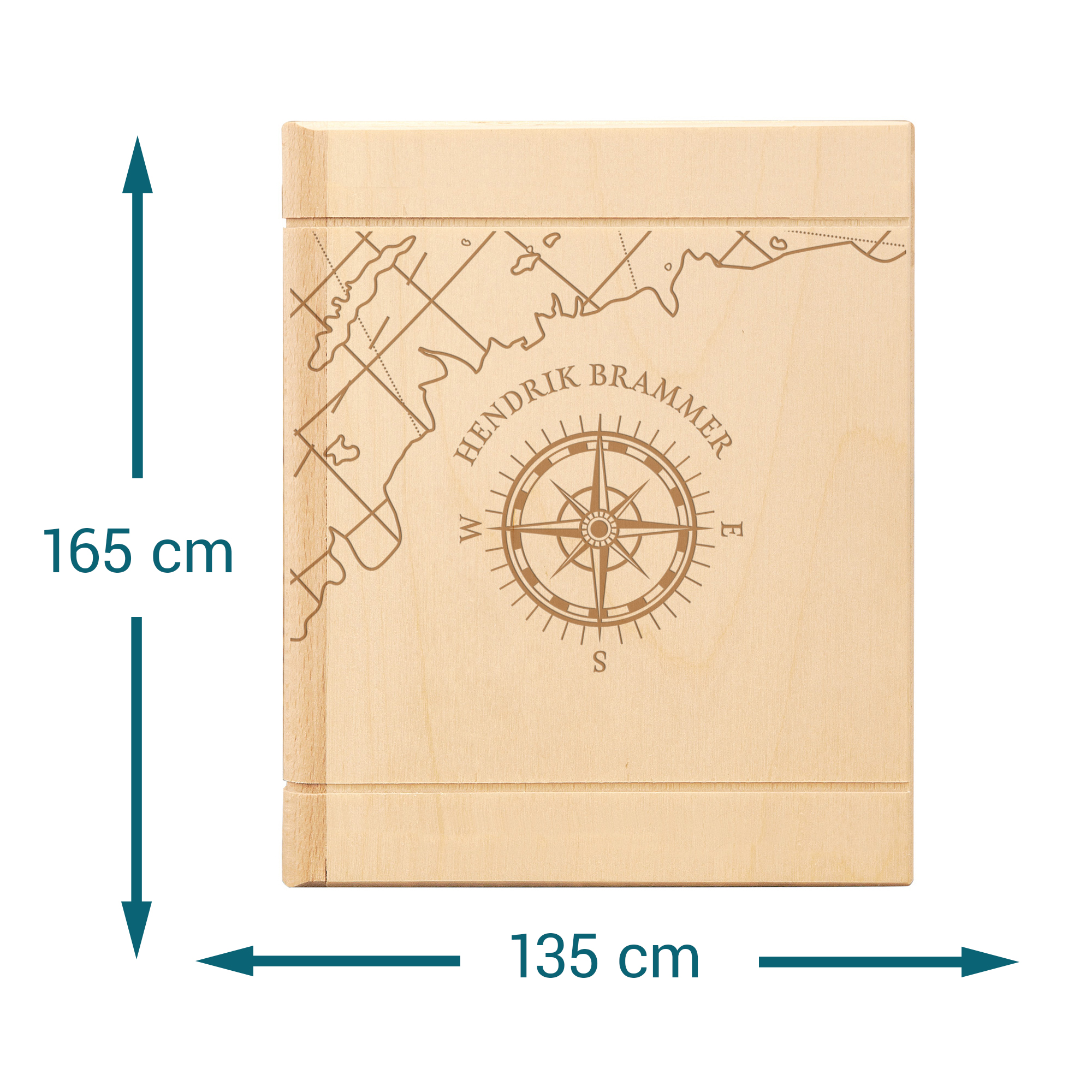 Gravierbare Holz Spardose als persönliche Reisekasse, Sparbuch mit Namensgravur - originelles Geldgeschenk, personalisierte Sparbüchse - Kompass Mot
