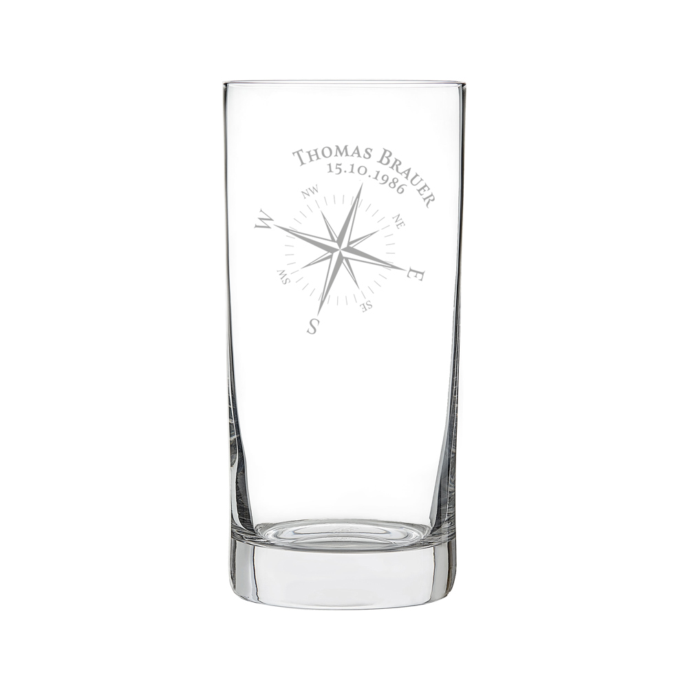 Craft Bier Glas mit Gravur - Kompass