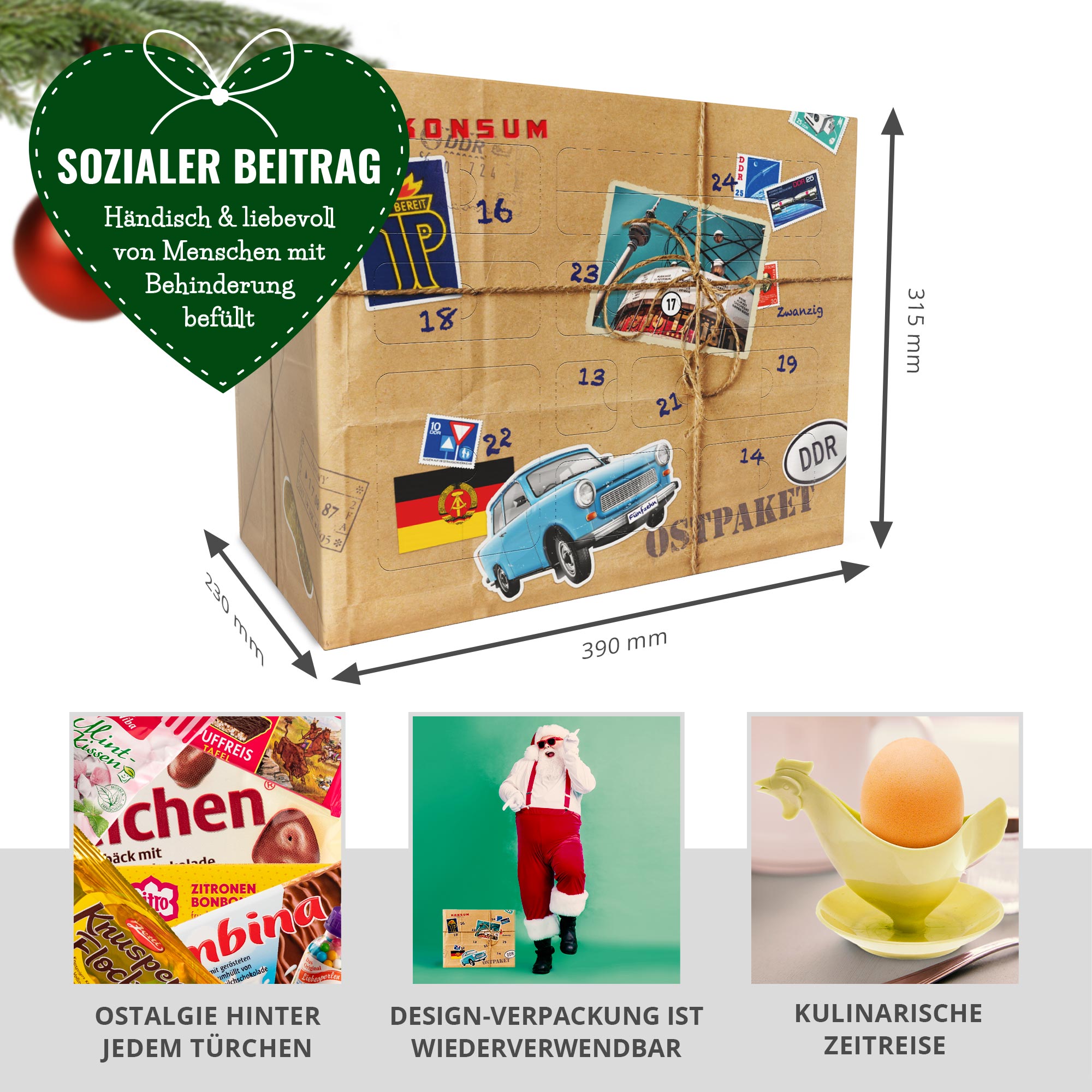 Adventskalender mit DDR Süßigkeiten - Ostpaket 1