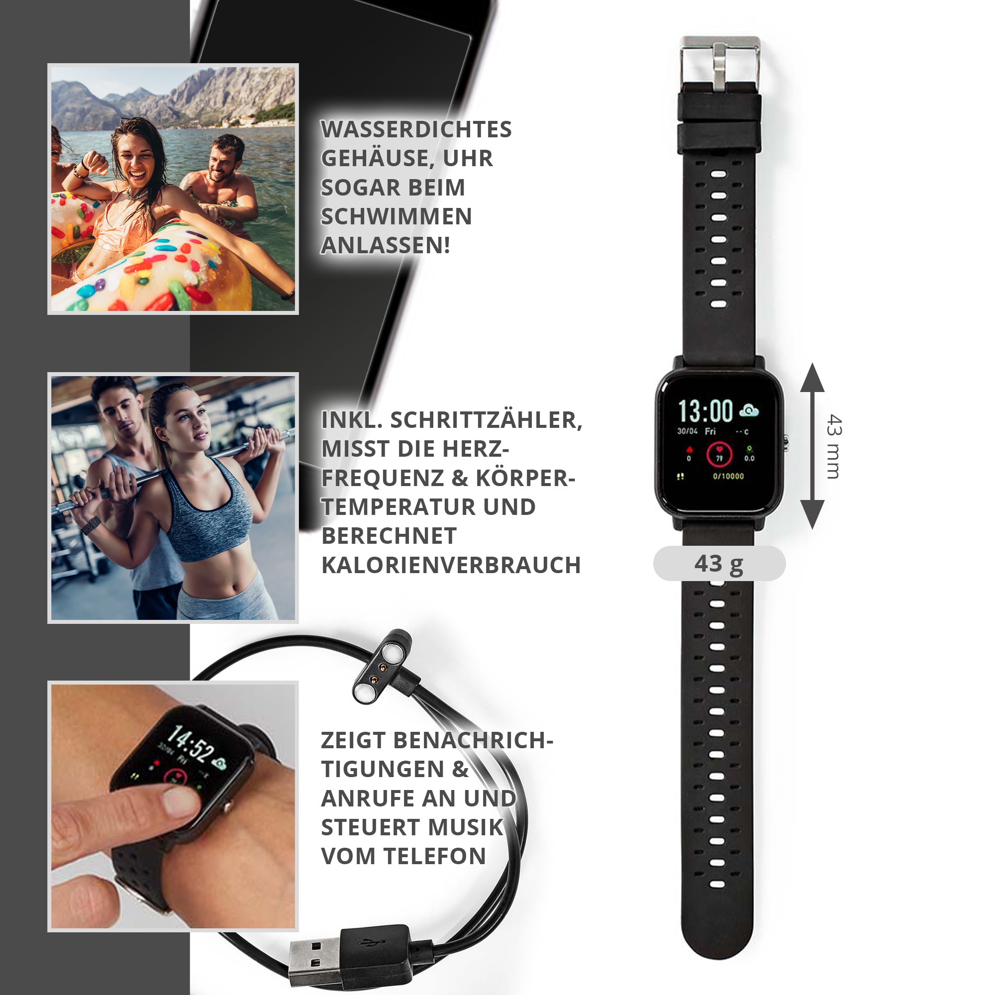 Smartwatch Sportuhr - Wasserfeste Armbanduhr 1