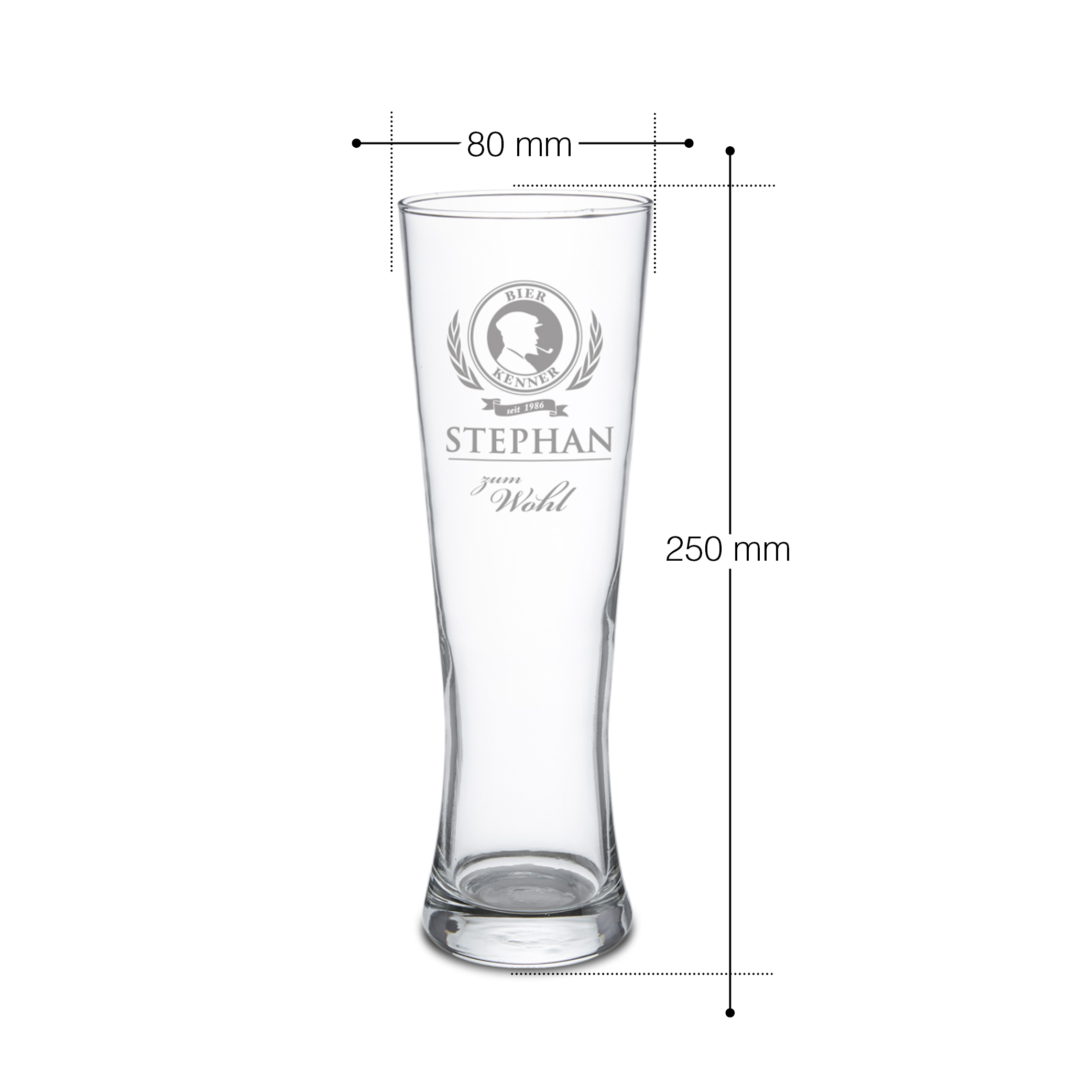 Weizenglas mit Gravur - Bierkenner - personalisiertes Weizenbierglas