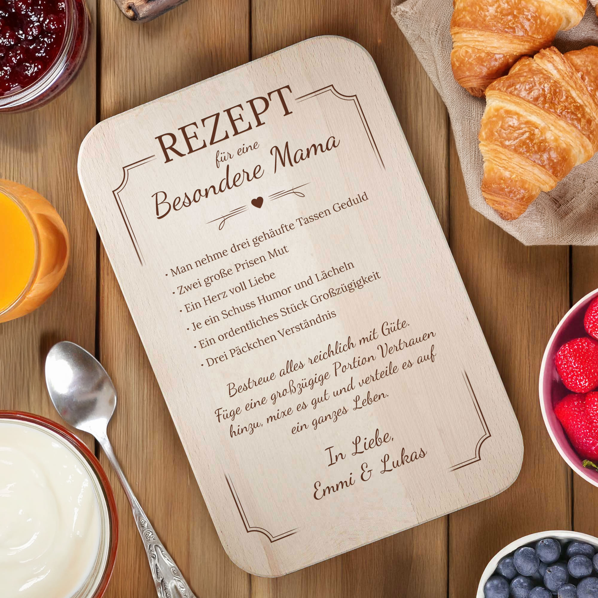 Frühstücksbrett - Rezept Mama - Personalisiert
