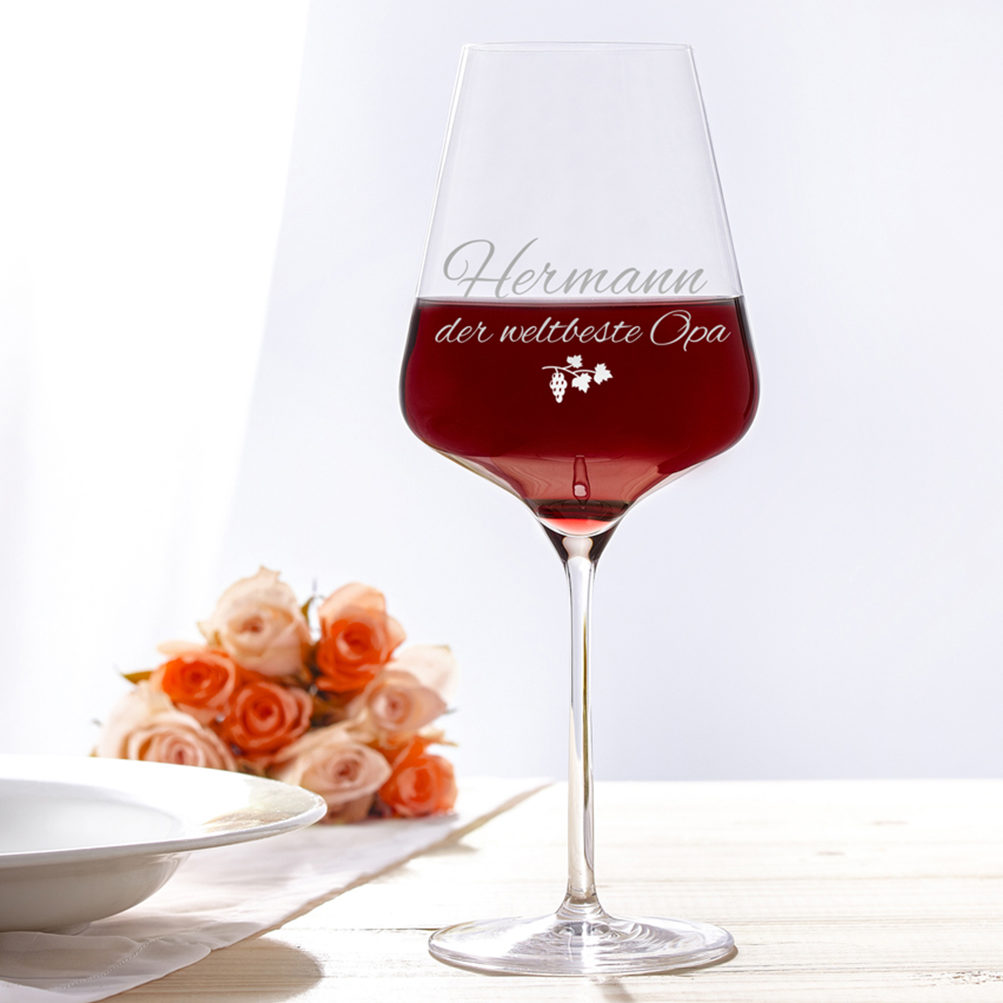 Rotweinglas mit Gravur - Bester Opa - Personalisiert 3