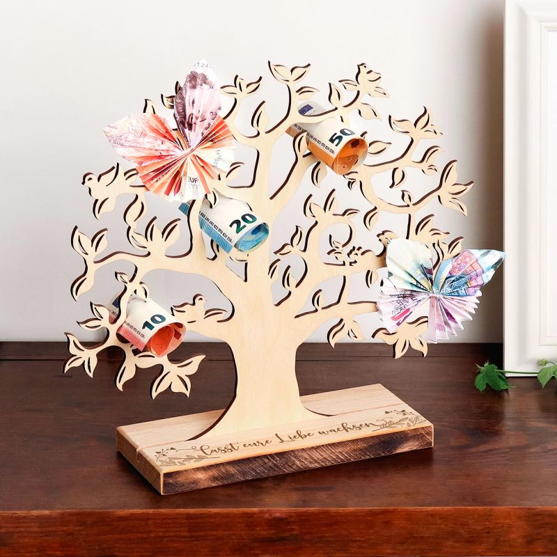 Großer Geldbaum mit Gravur Geschenk zur Hochzeit