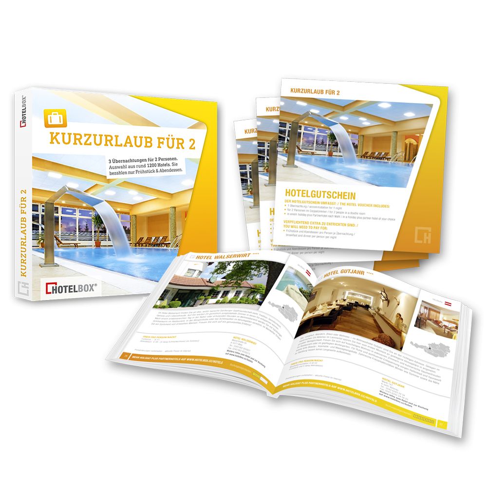 Kurzurlaub für 2 - Hotelbox Hotelgutschein Geschenkbox